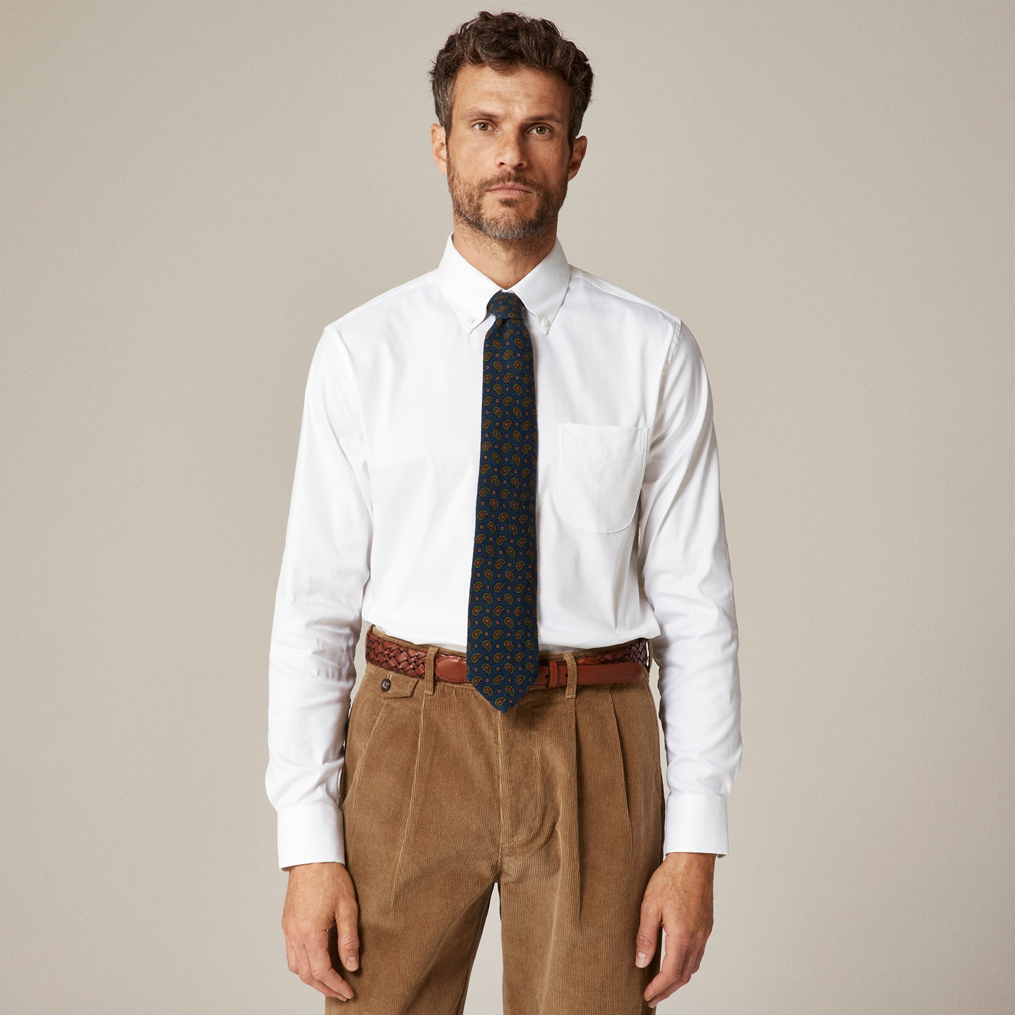 mens Bowery performance stretch oxford shirt with button-down collar