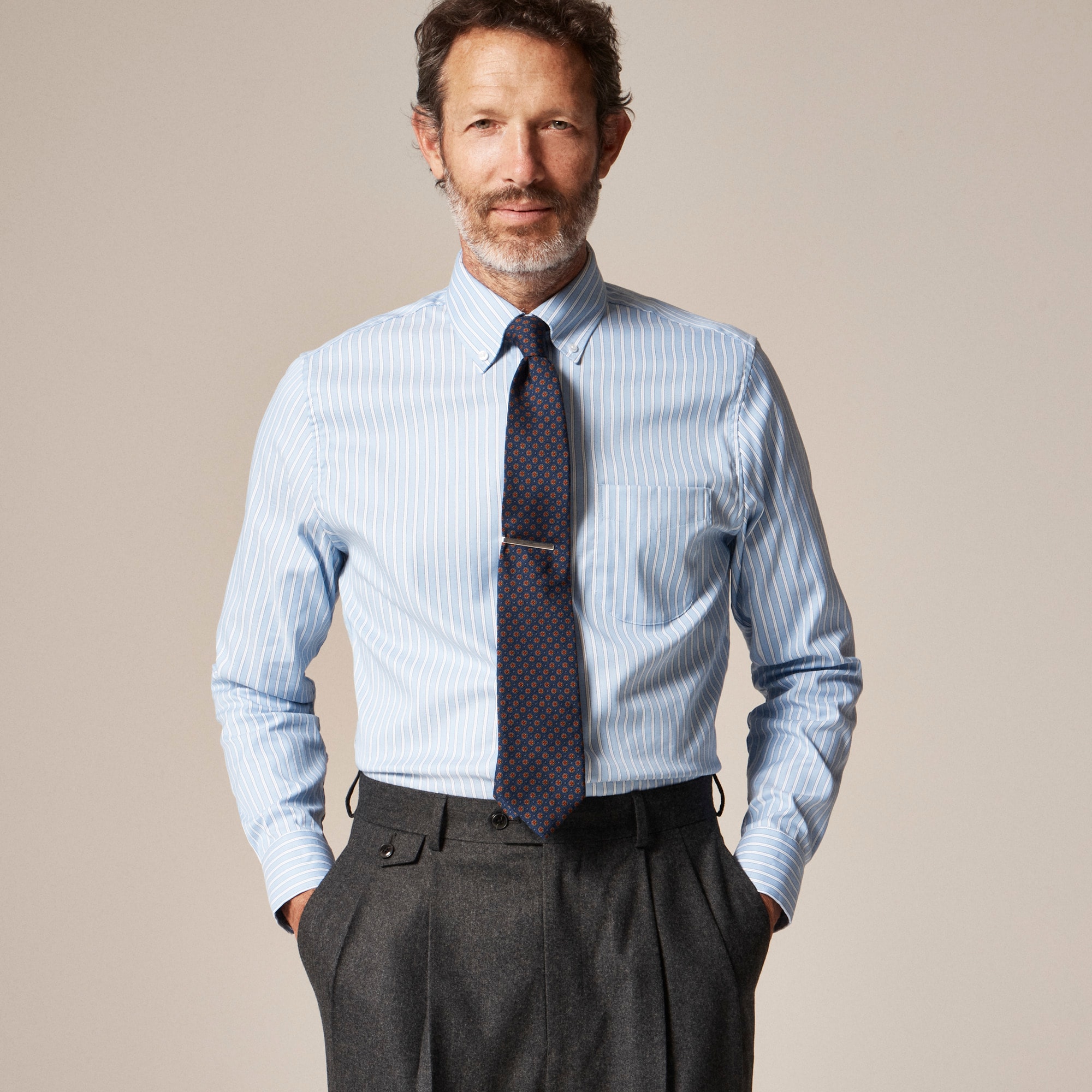 mens Bowery performance stretch oxford shirt with button-down collar