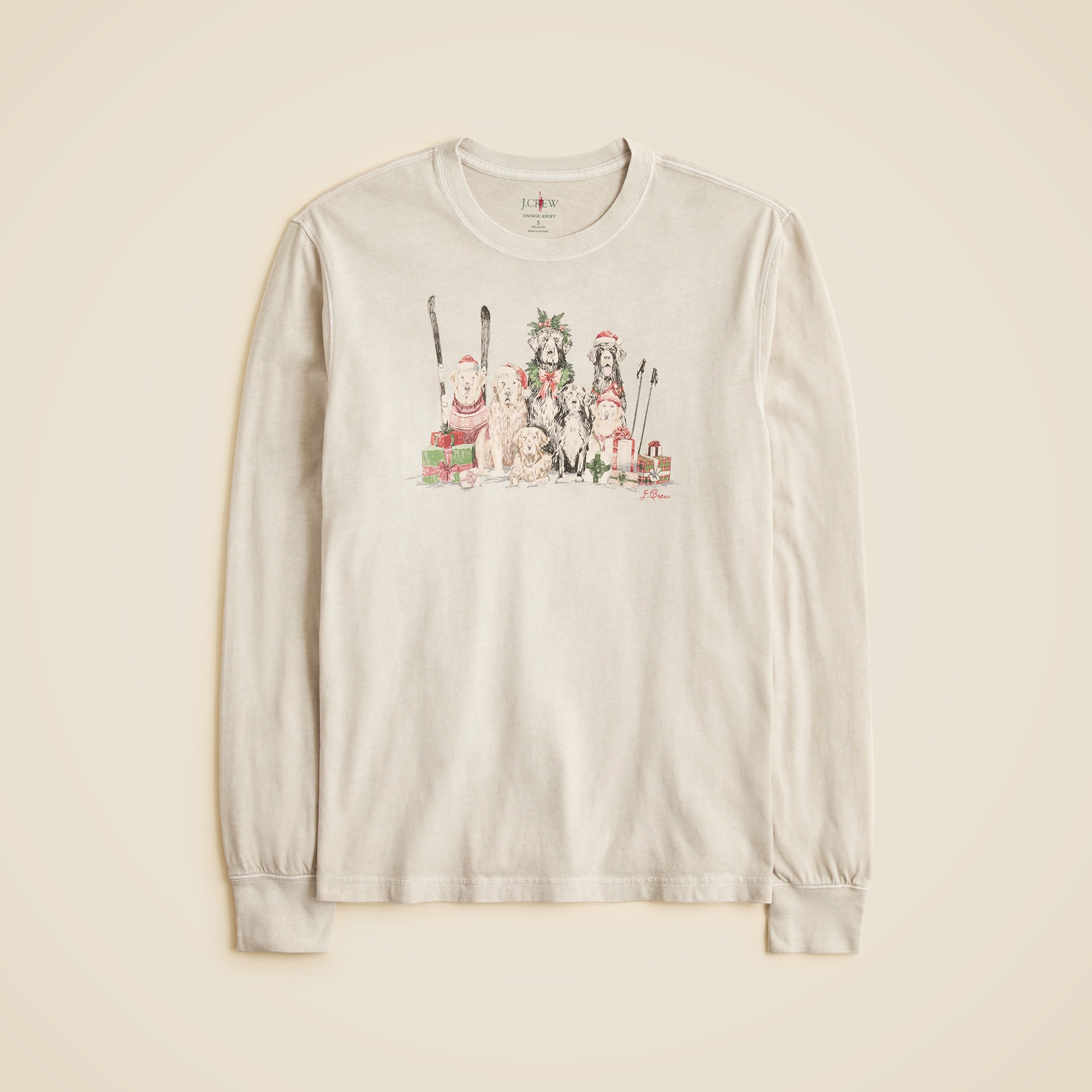 Vintage-wash Cotton Long-sleeve Graphic T-shirt For Men | J.Crew