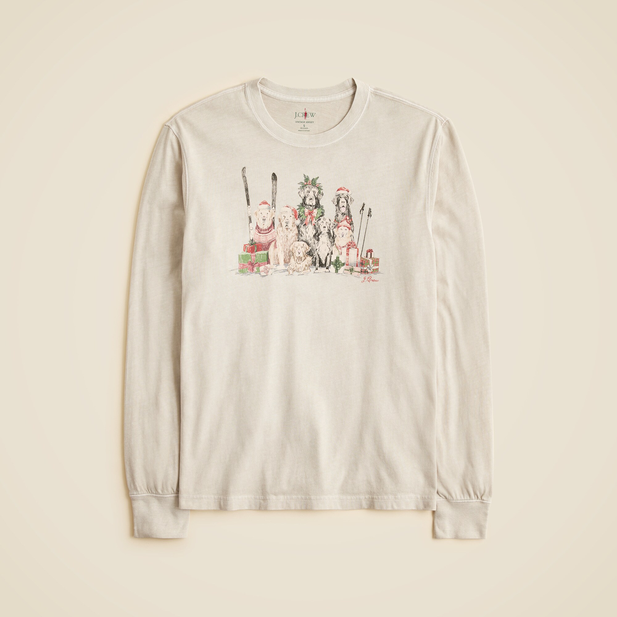 Vintage-wash Cotton Long-sleeve Graphic T-shirt For Men | J.Crew