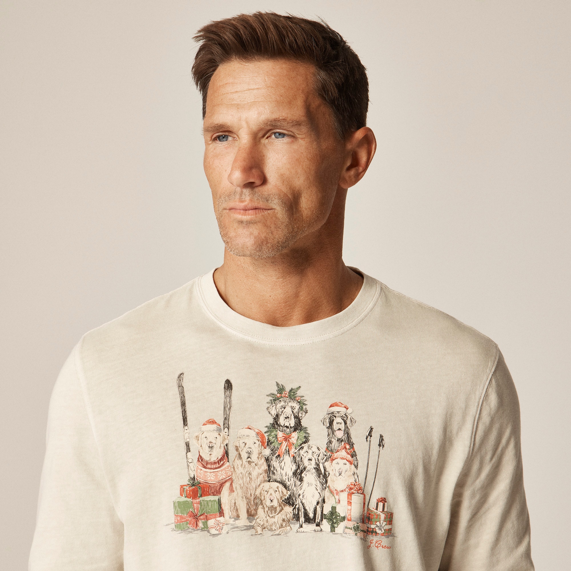 Vintage-wash Cotton Long-sleeve Graphic T-shirt For Men | J.Crew