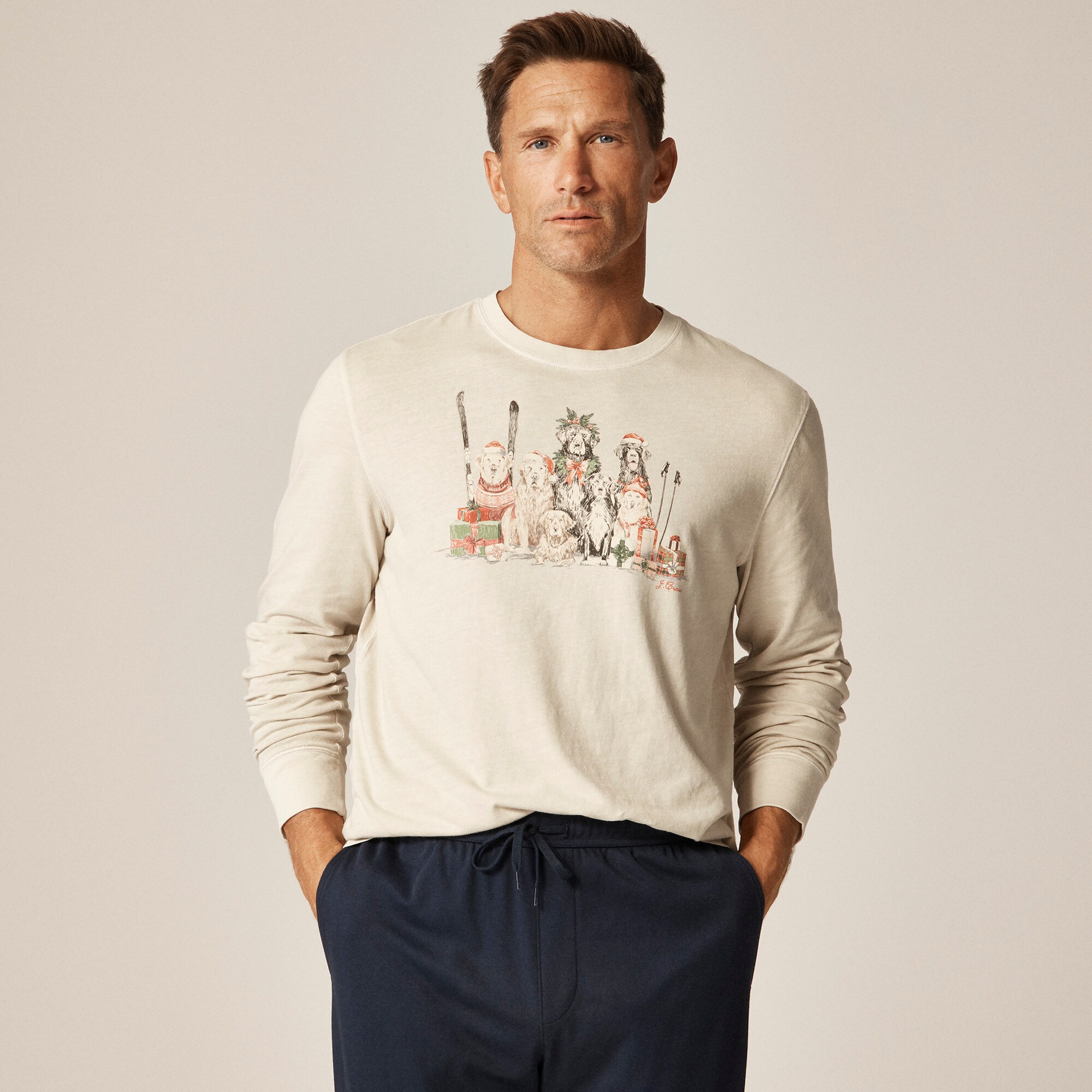 Vintage-wash cotton long-sleeve graphic T-shirt