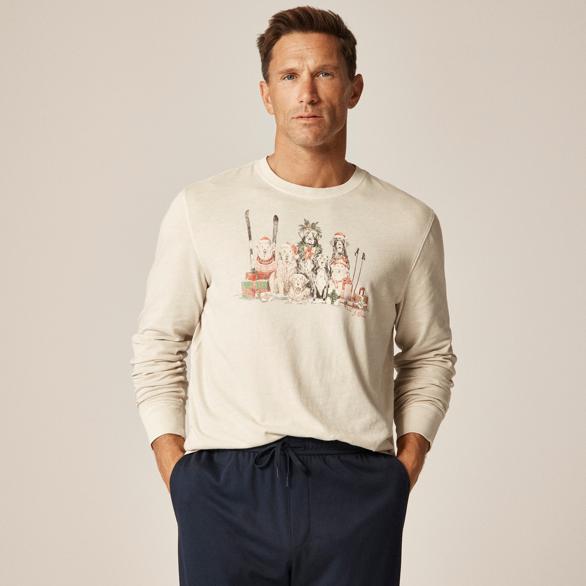 Vintage-wash cotton long-sleeve graphic T-shirt