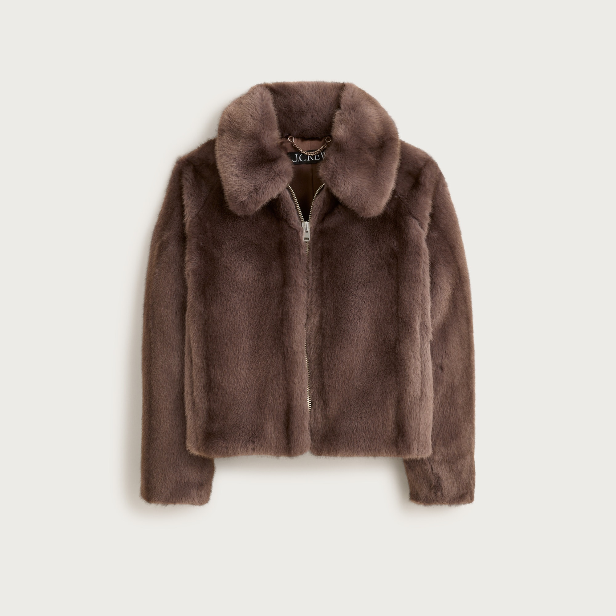 Zip-up jacket in faux fur