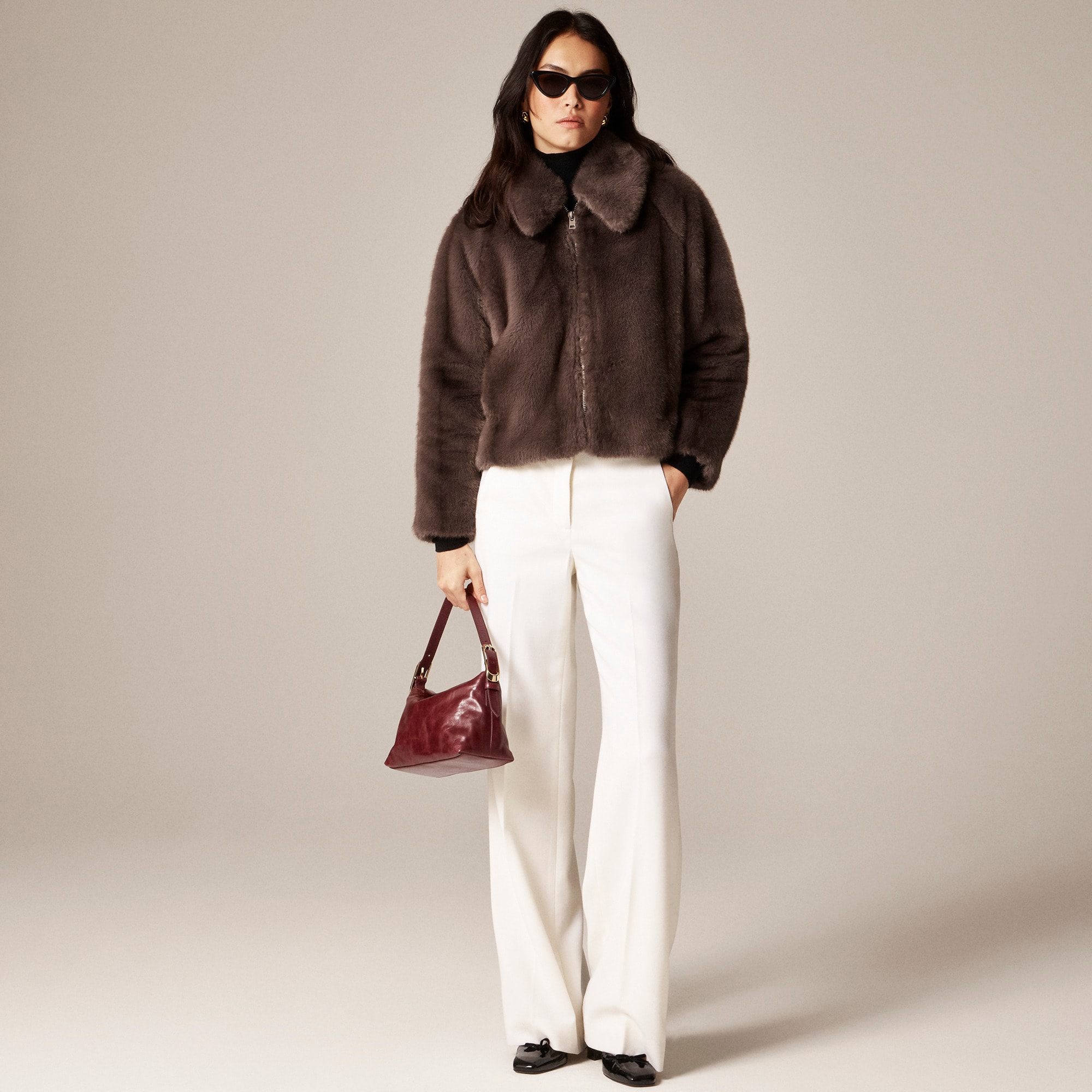 Zip-up jacket in faux fur