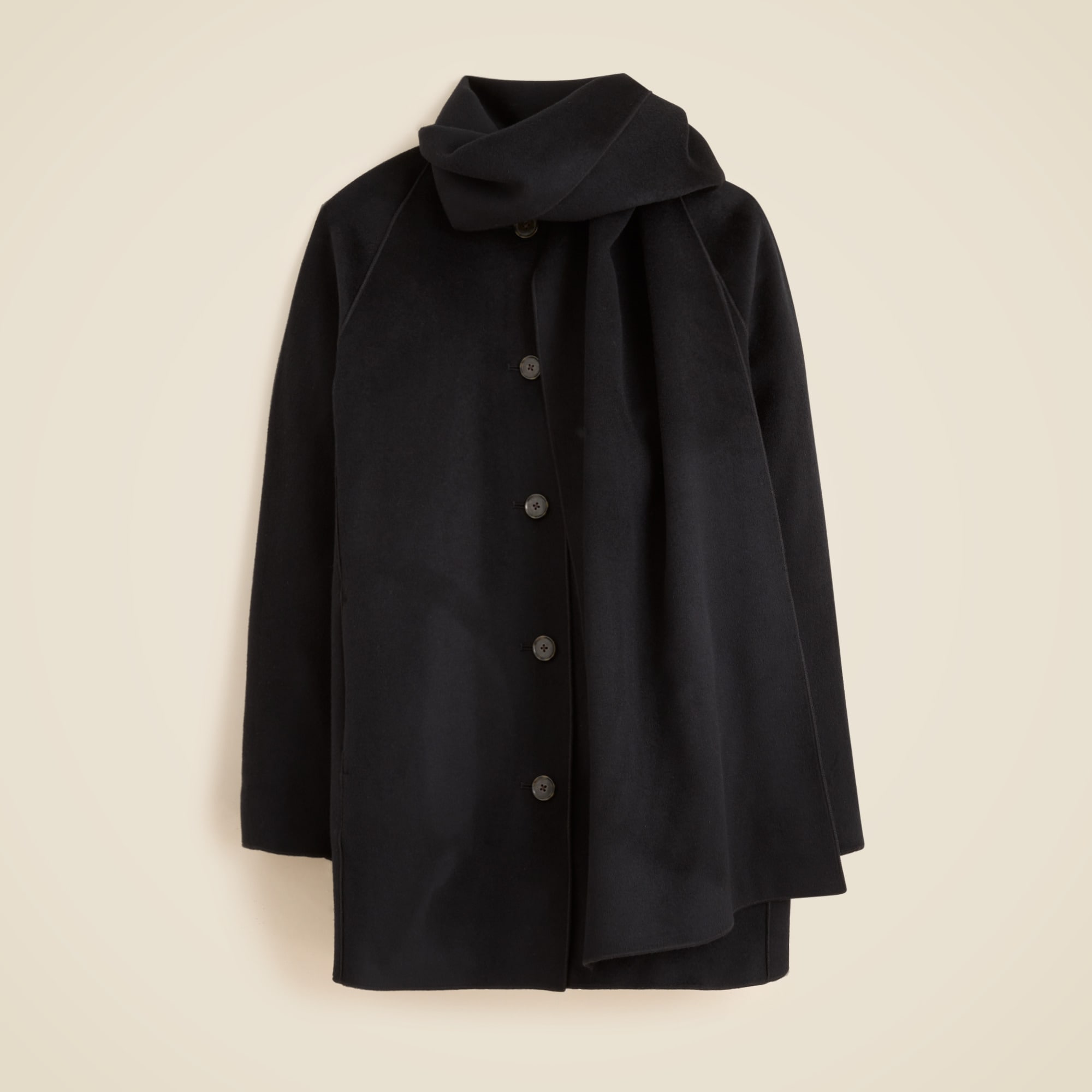Scarf coat in drapey wool–lyocell blend