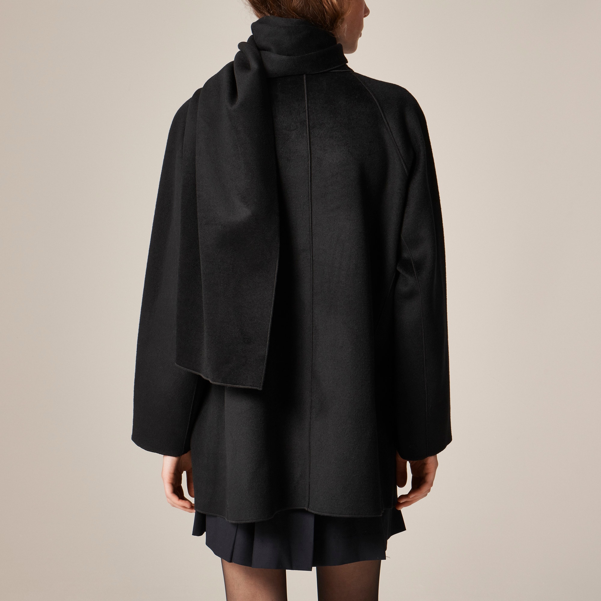 Scarf coat in drapey wool–lyocell blend
