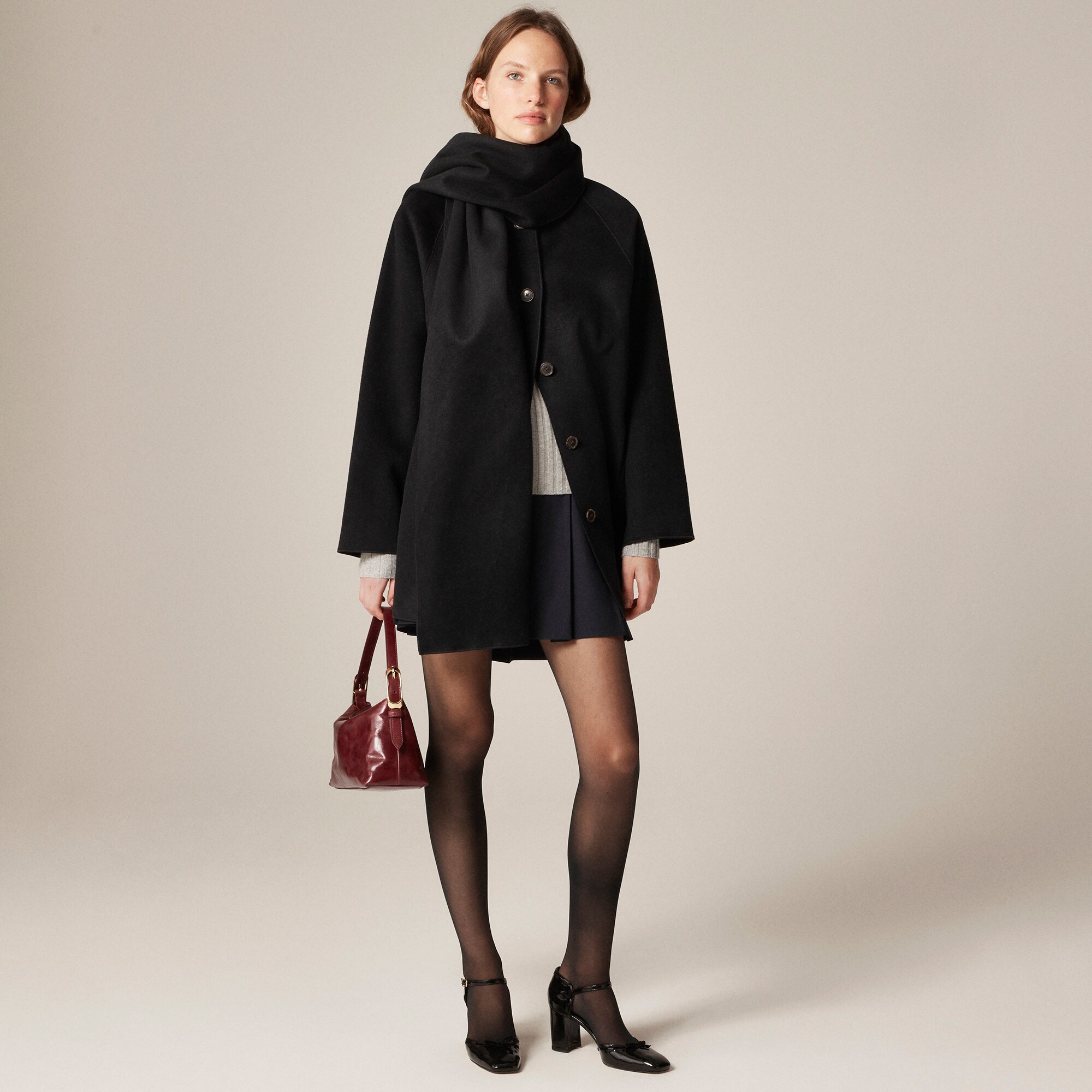 womens Scarf coat in drapey wool blend