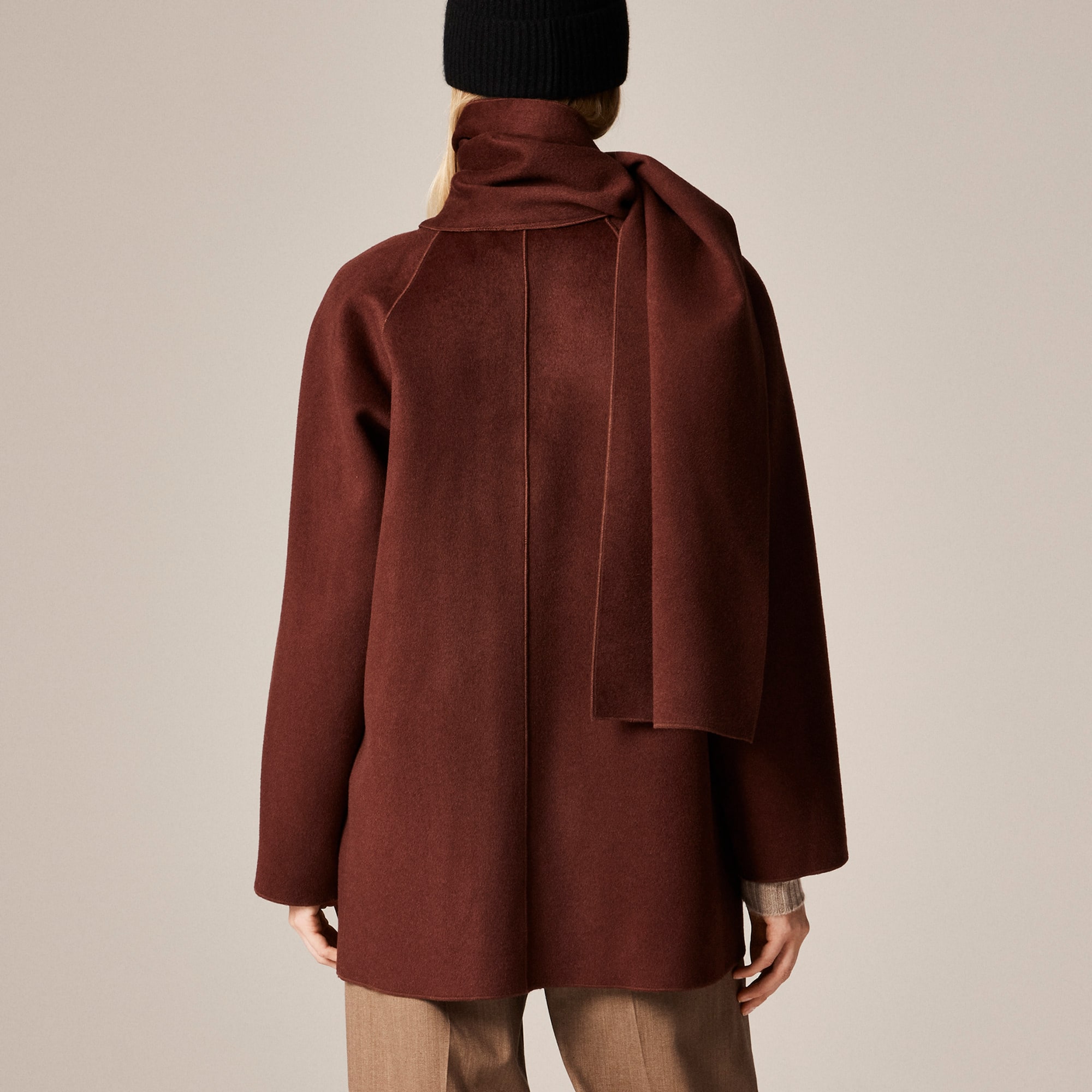 Scarf coat in drapey wool–lyocell blend