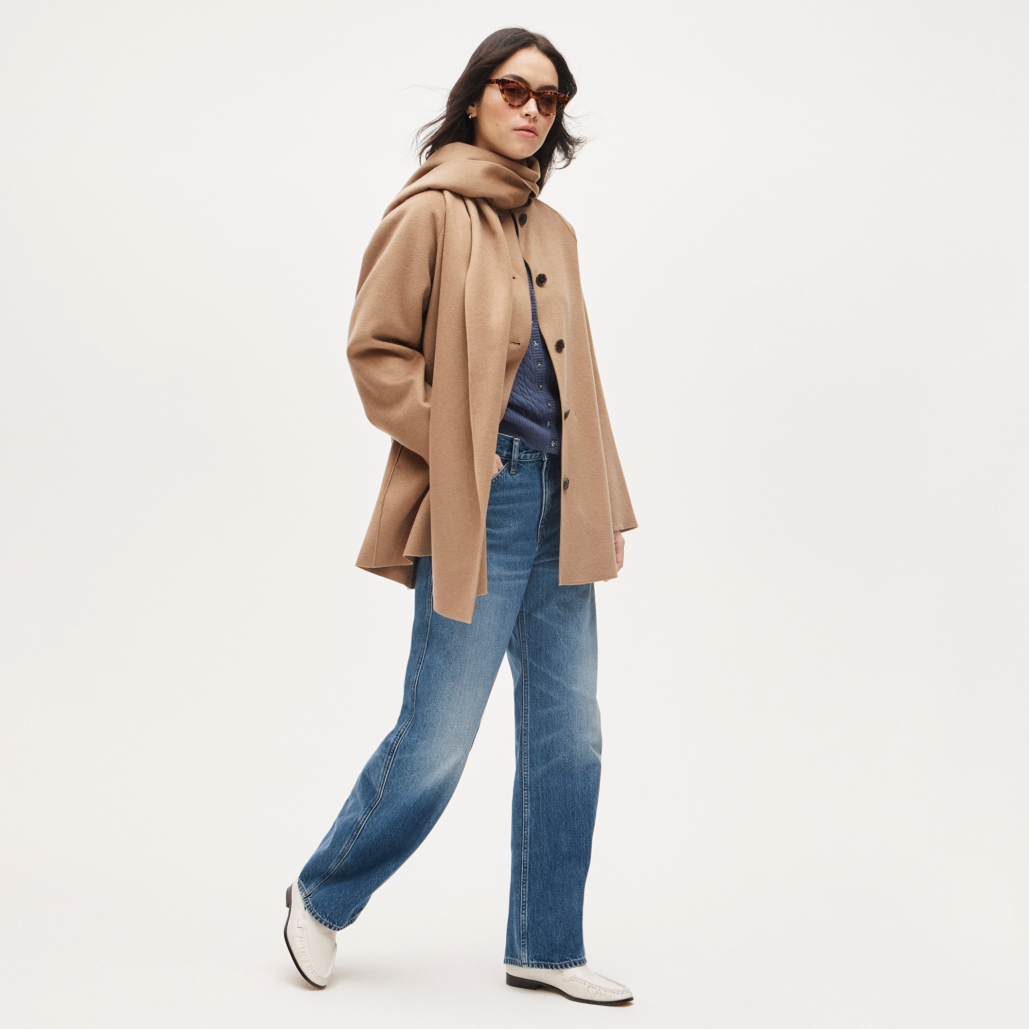 Scarf coat in drapey wool blend - image 3