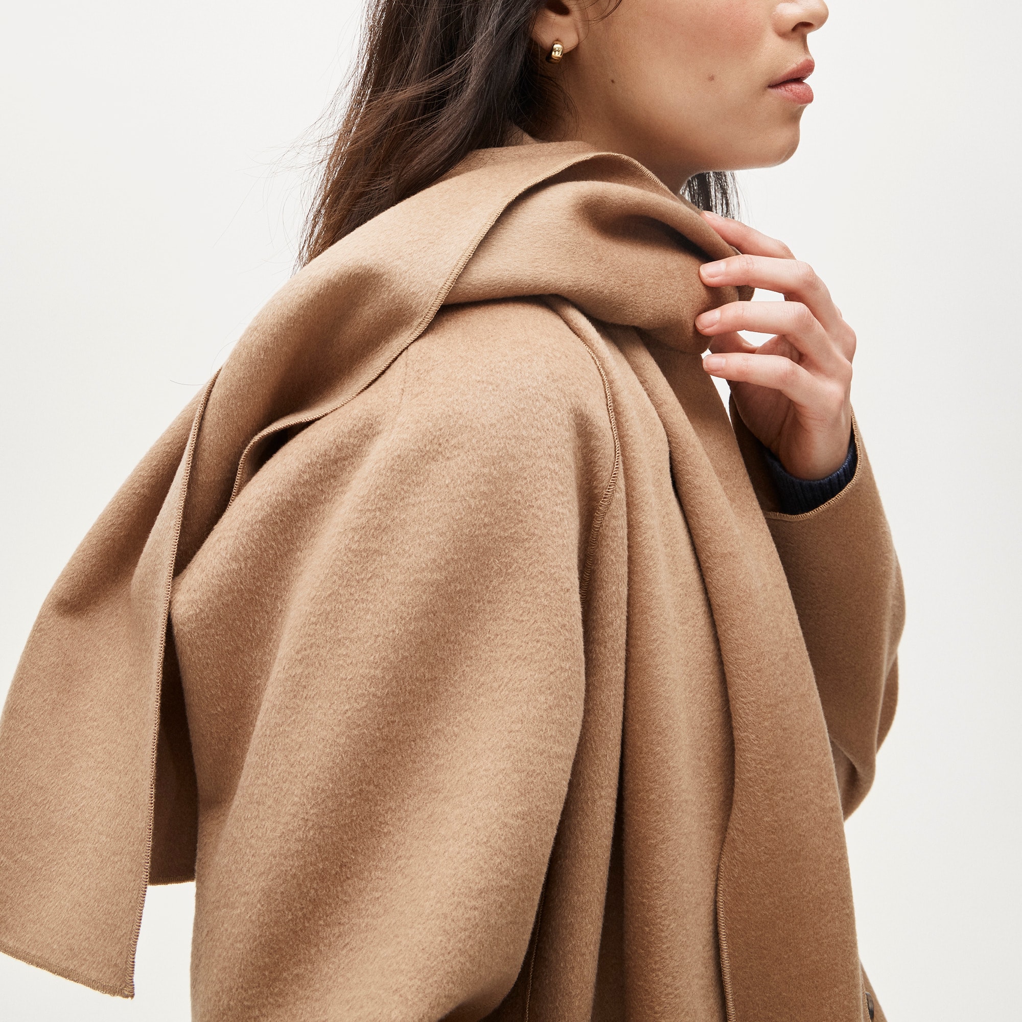 Scarf coat in drapey wool blend