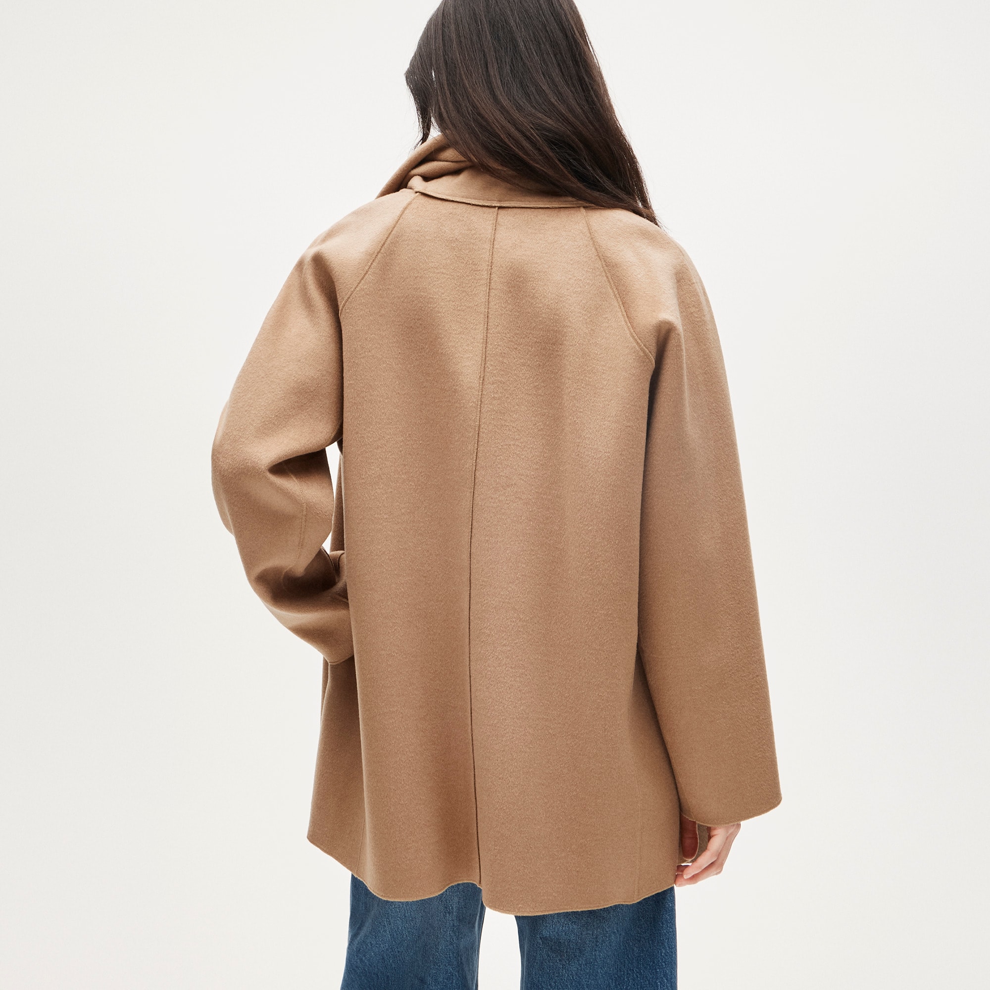 Scarf coat in drapey wool blend