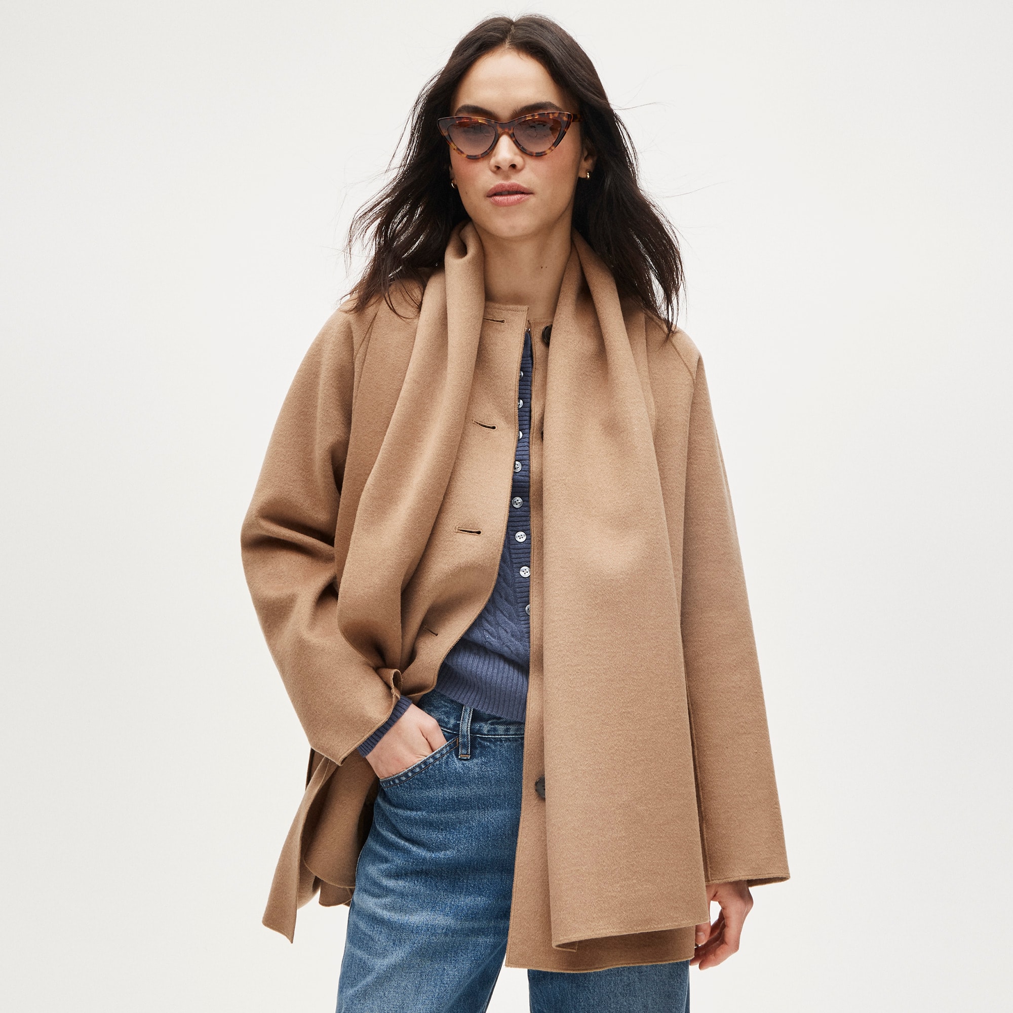 Scarf Coat In Drapey Wool Blend For Women | J.Crew
