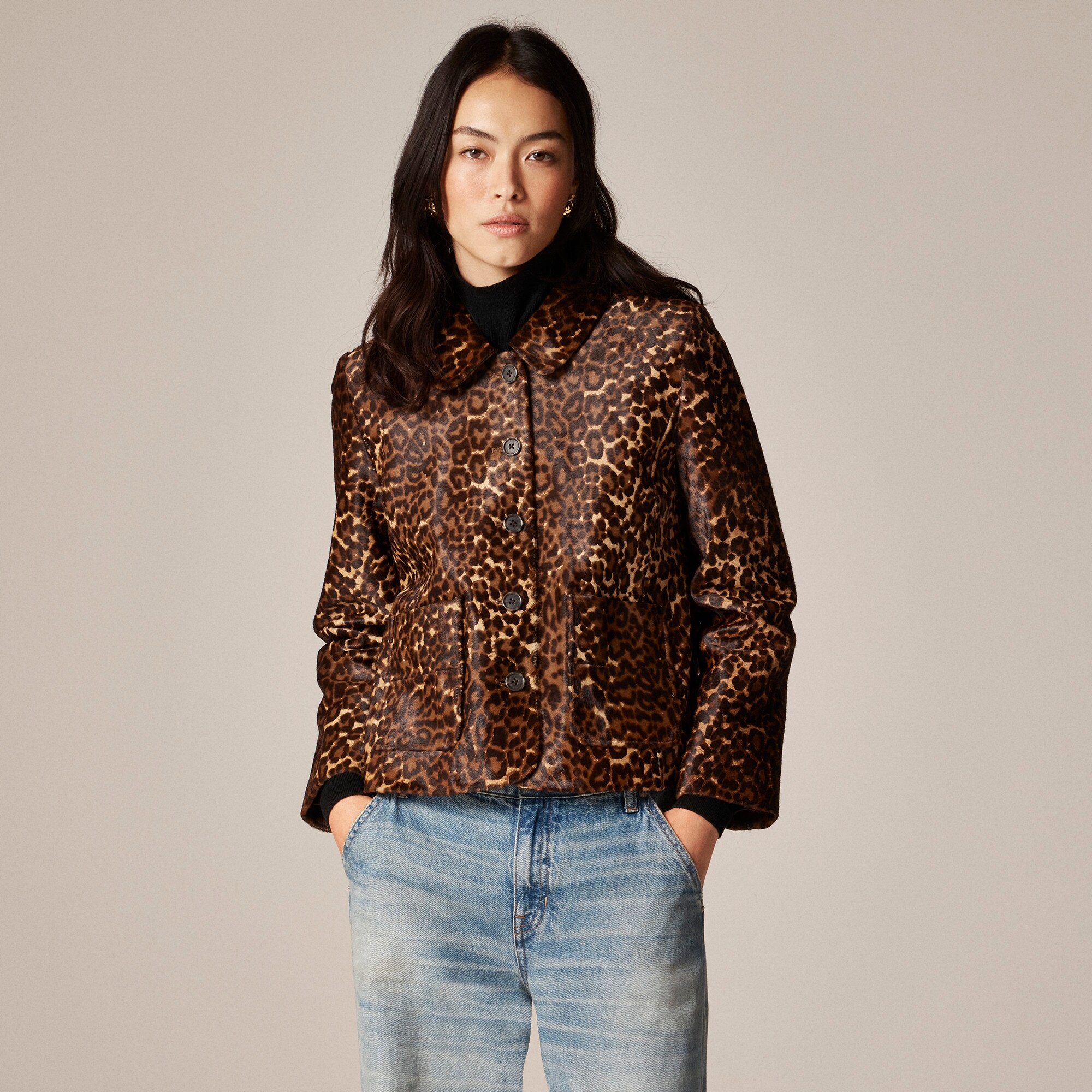 womens Collection lady jacket in leopard-print calf hair
