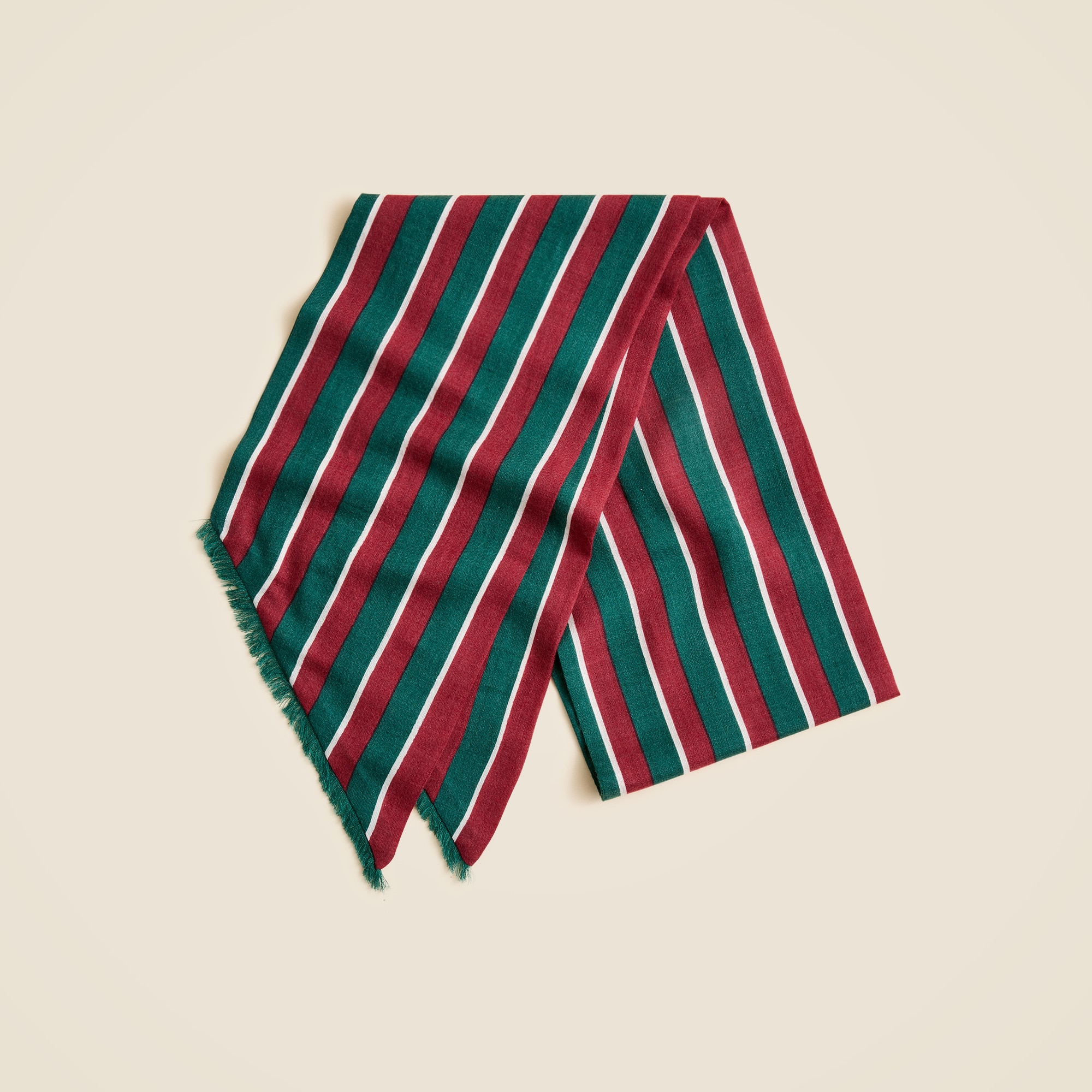 Fringe-trim scarf in wool-silk blend