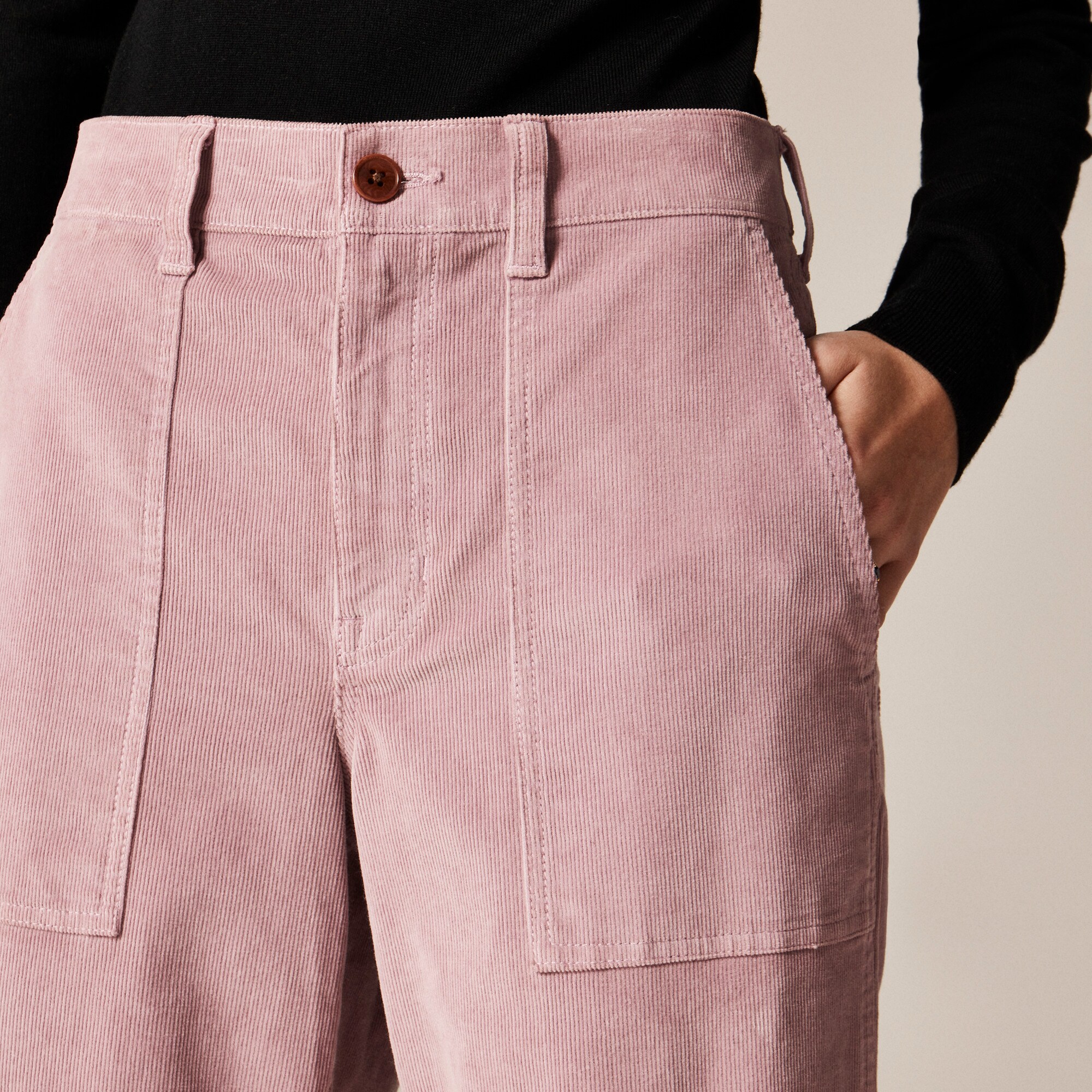 Camp-pocket wide-leg pant in stretch corduroy