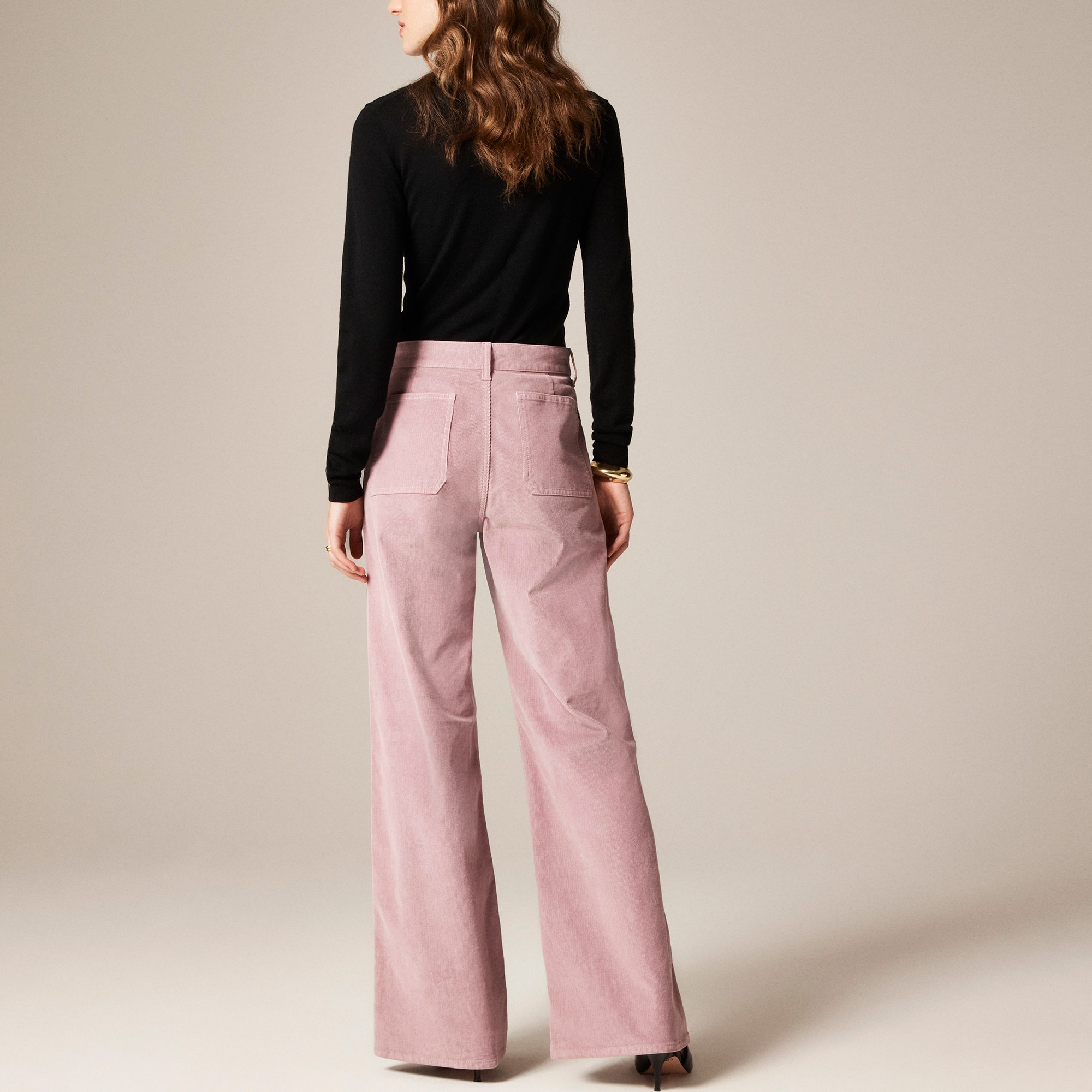 Camp-pocket wide-leg pant in stretch corduroy