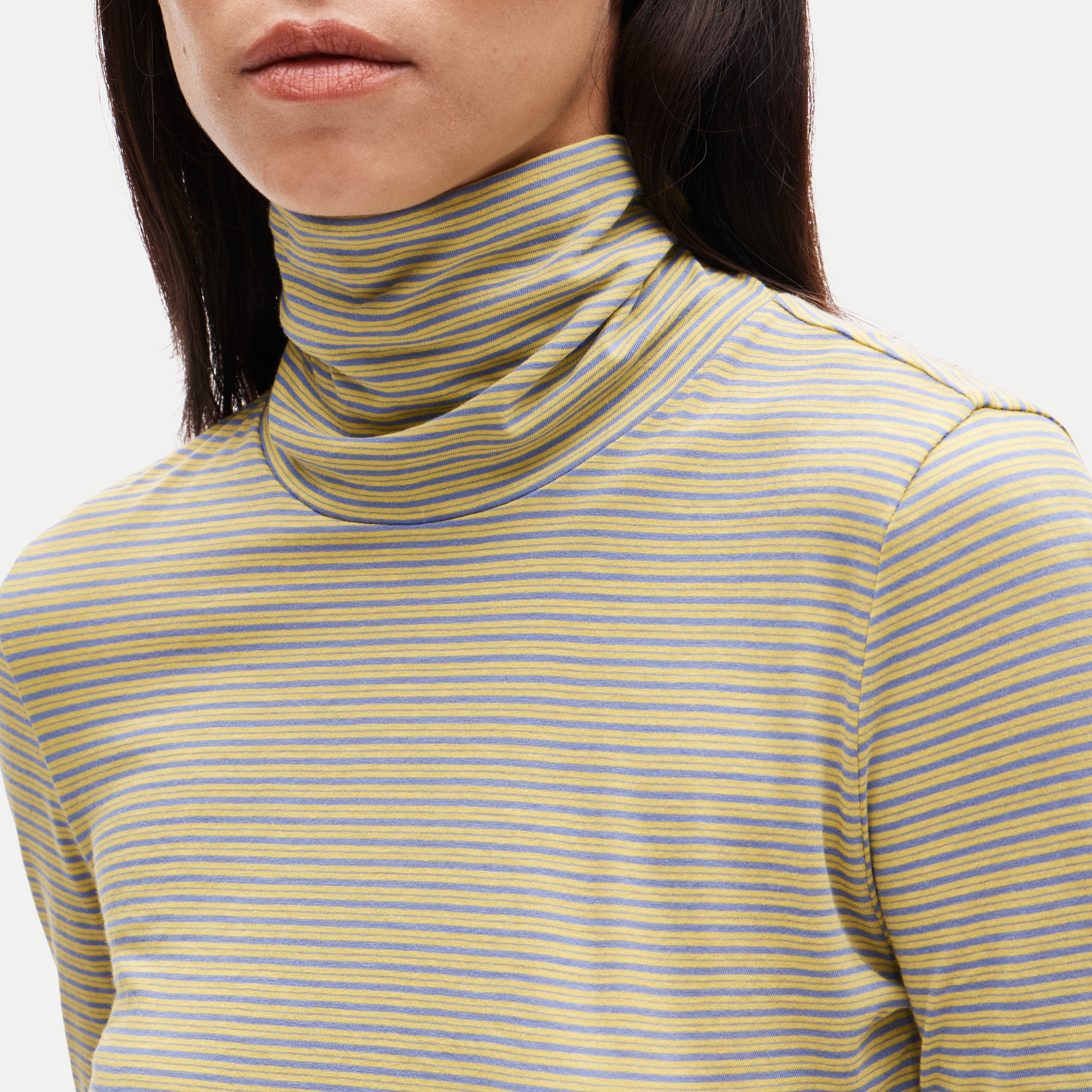 Feather jersey turtleneck in stripe