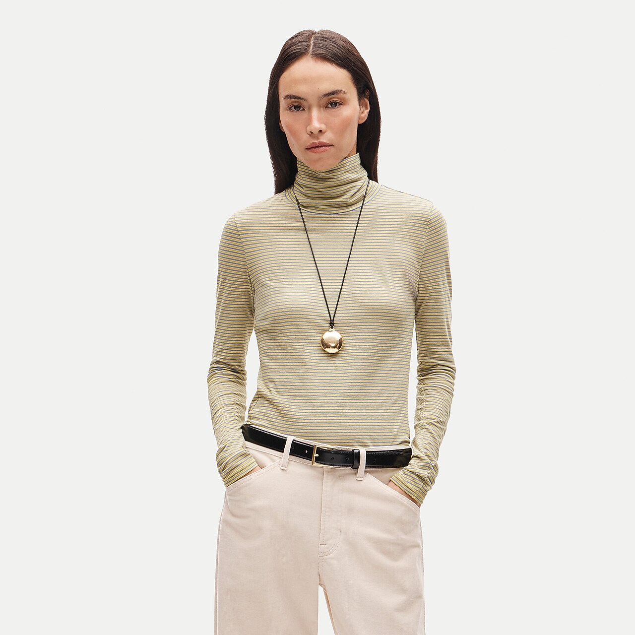 Feather jersey turtleneck in stripe by J.Crew
