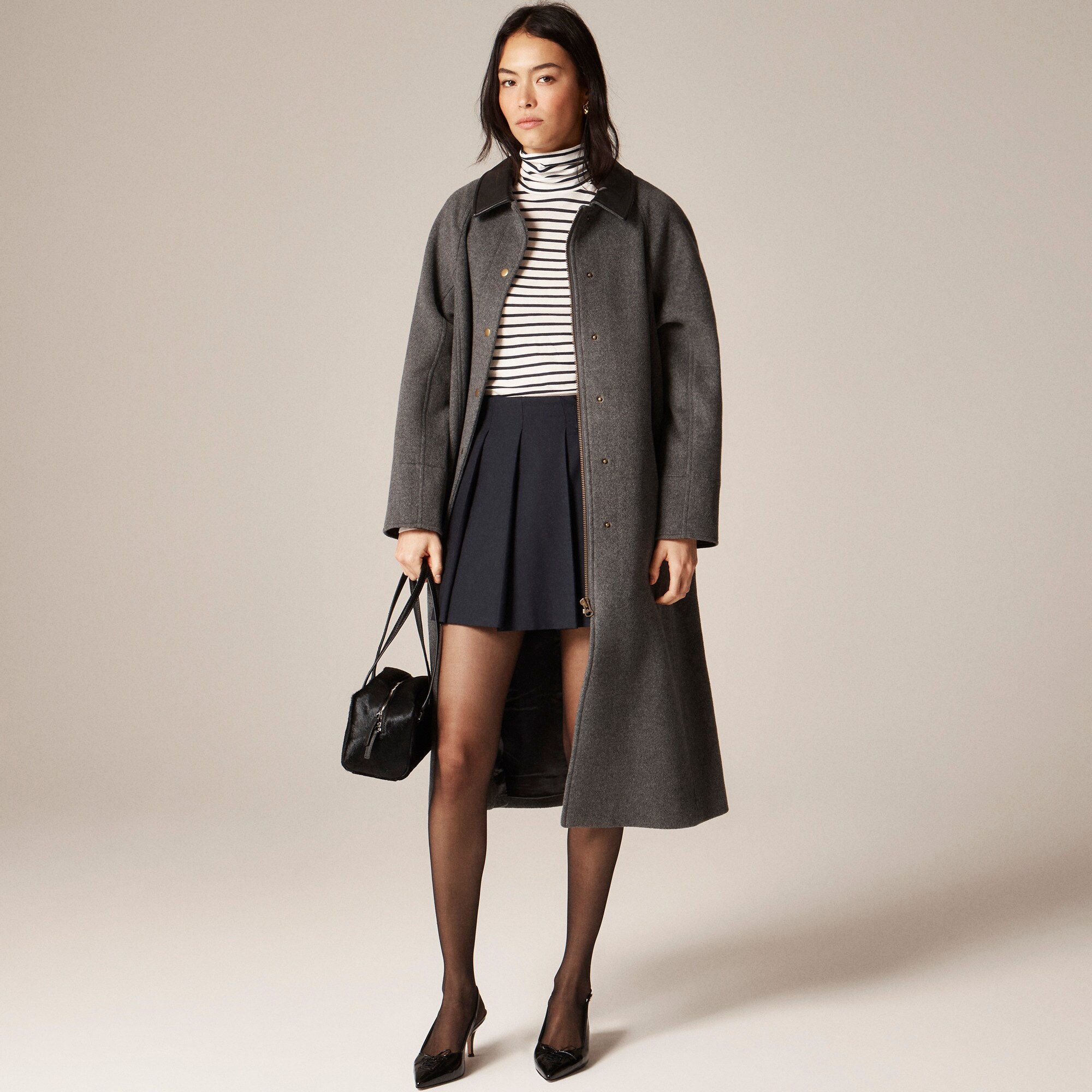 Feather jersey turtleneck in stripe