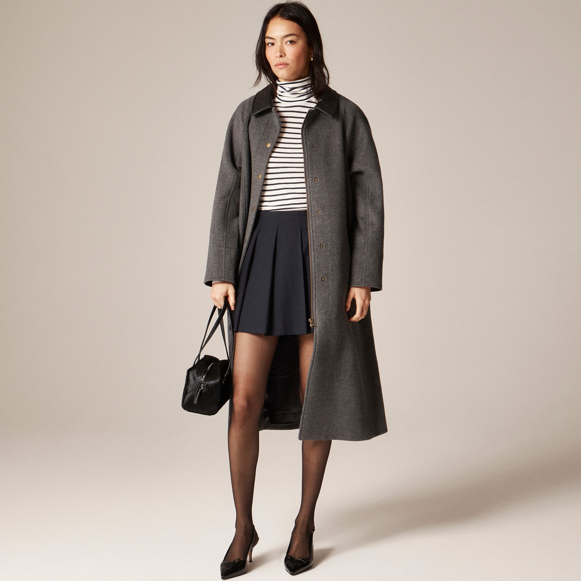 Feather jersey turtleneck in stripe