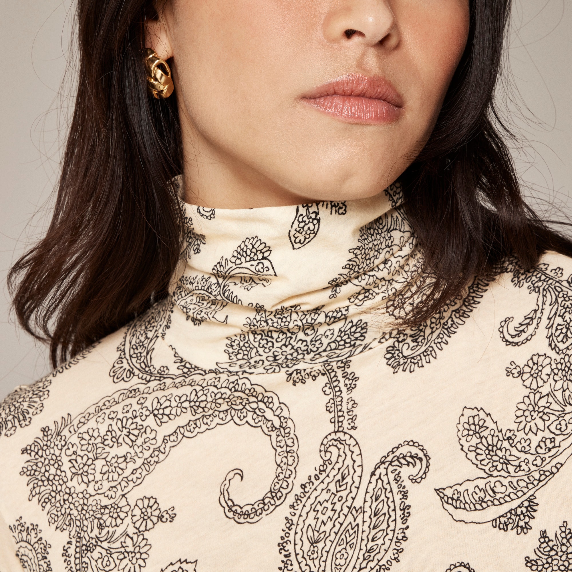Feather Jersey Turtleneck In Paisley For Women | J.Crew