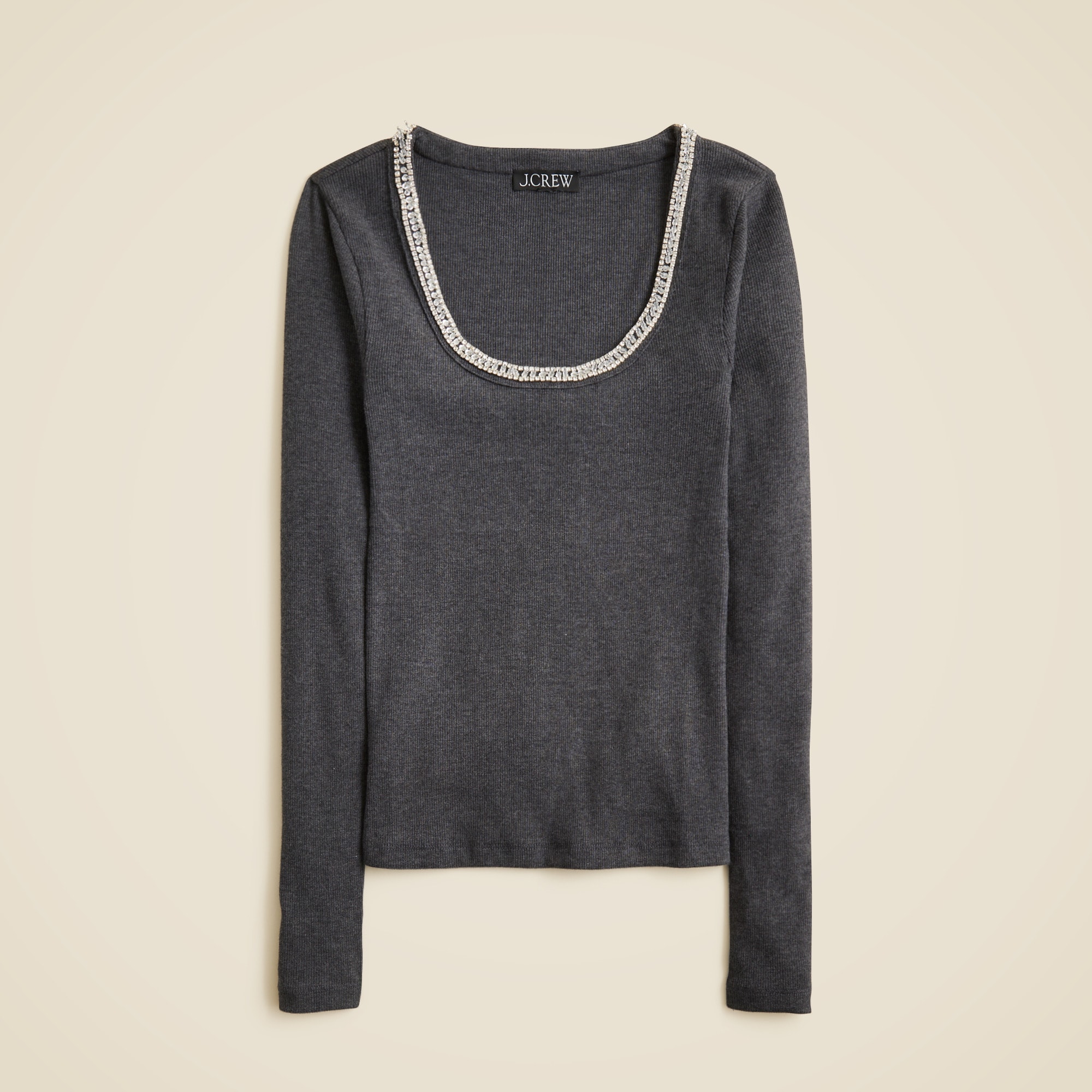 Perfect rib scoopneck T-shirt with embellishments