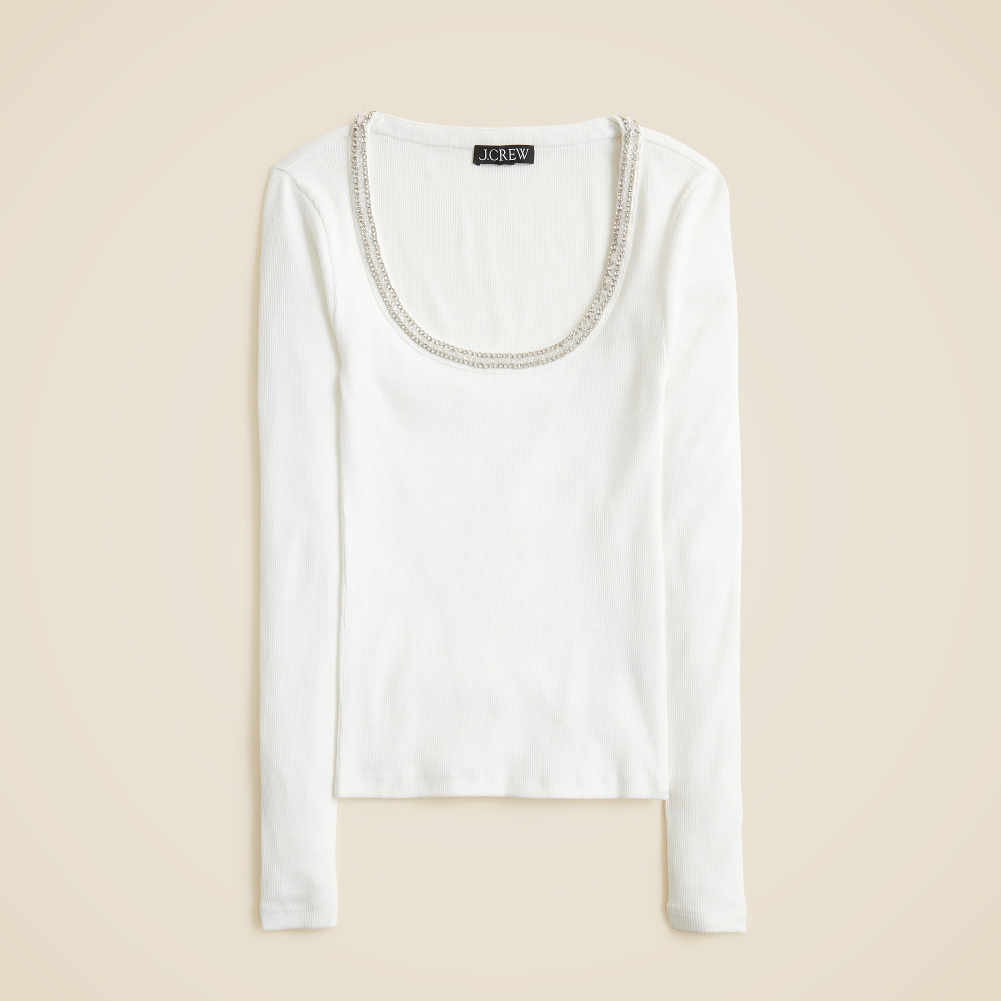 Perfect rib scoopneck T-shirt with embellishments