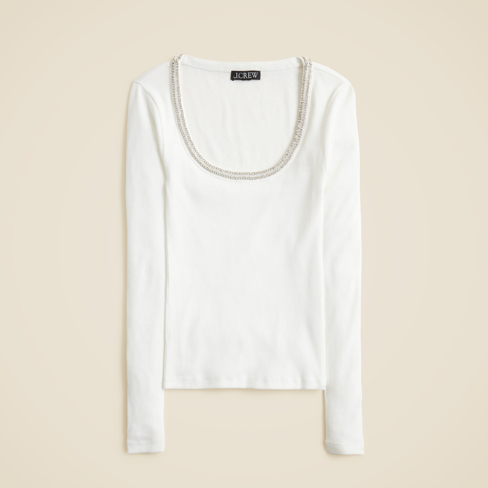  Perfect rib scoopneck T-shirt with embellishments