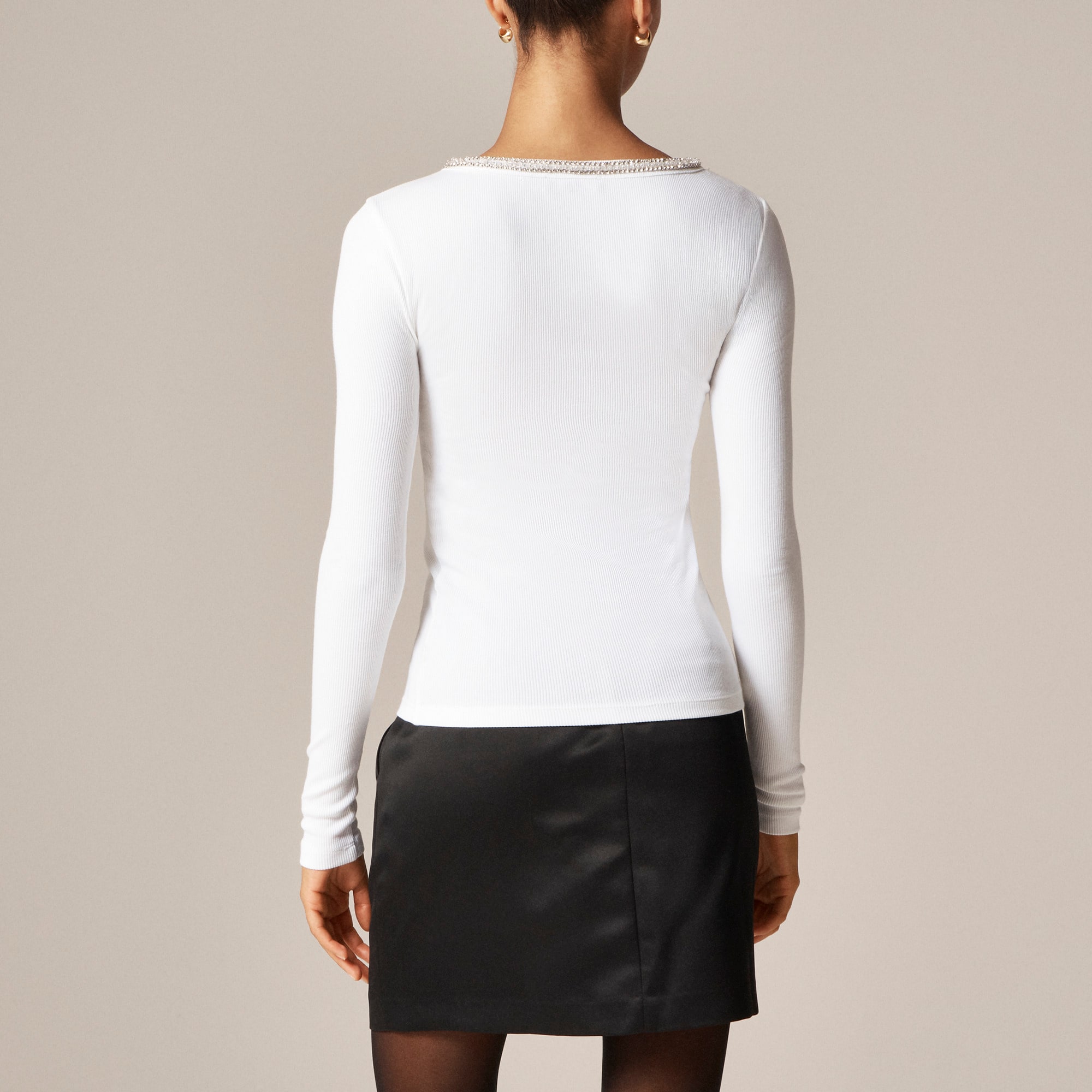 Perfect rib scoopneck T-shirt with embellishments