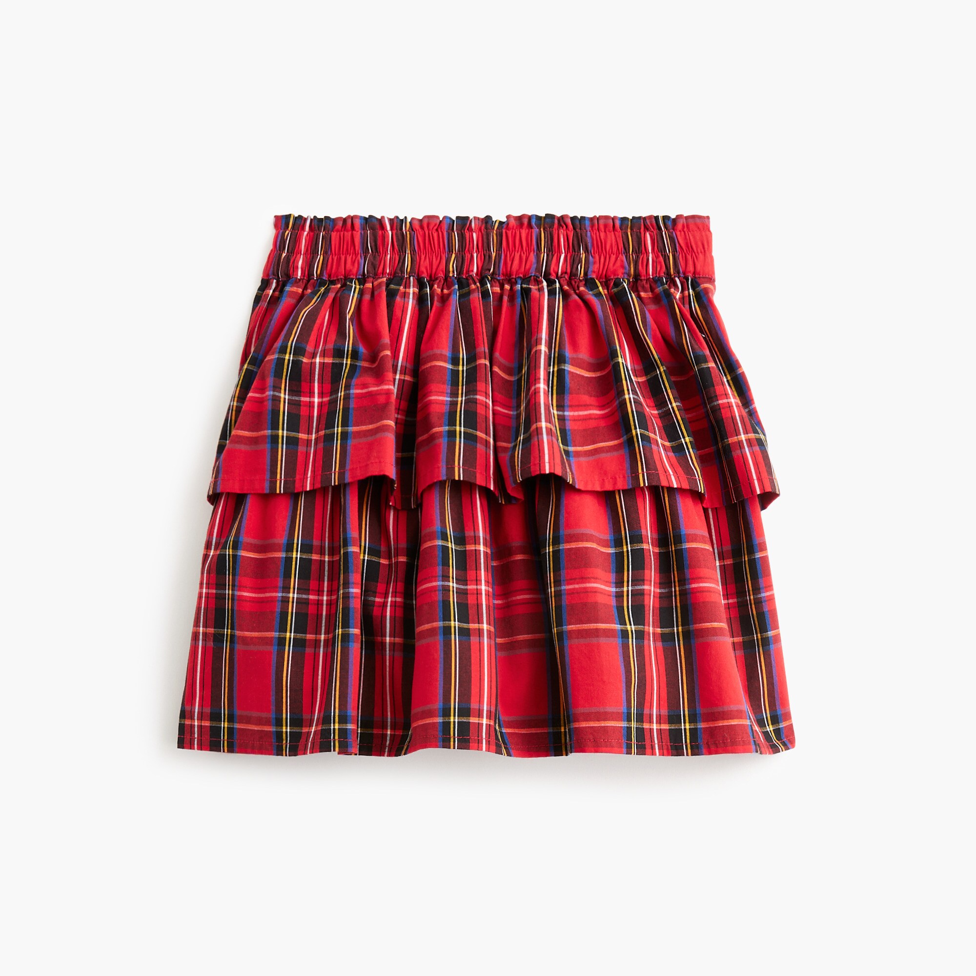  Girls' red tartan tiered skirt
