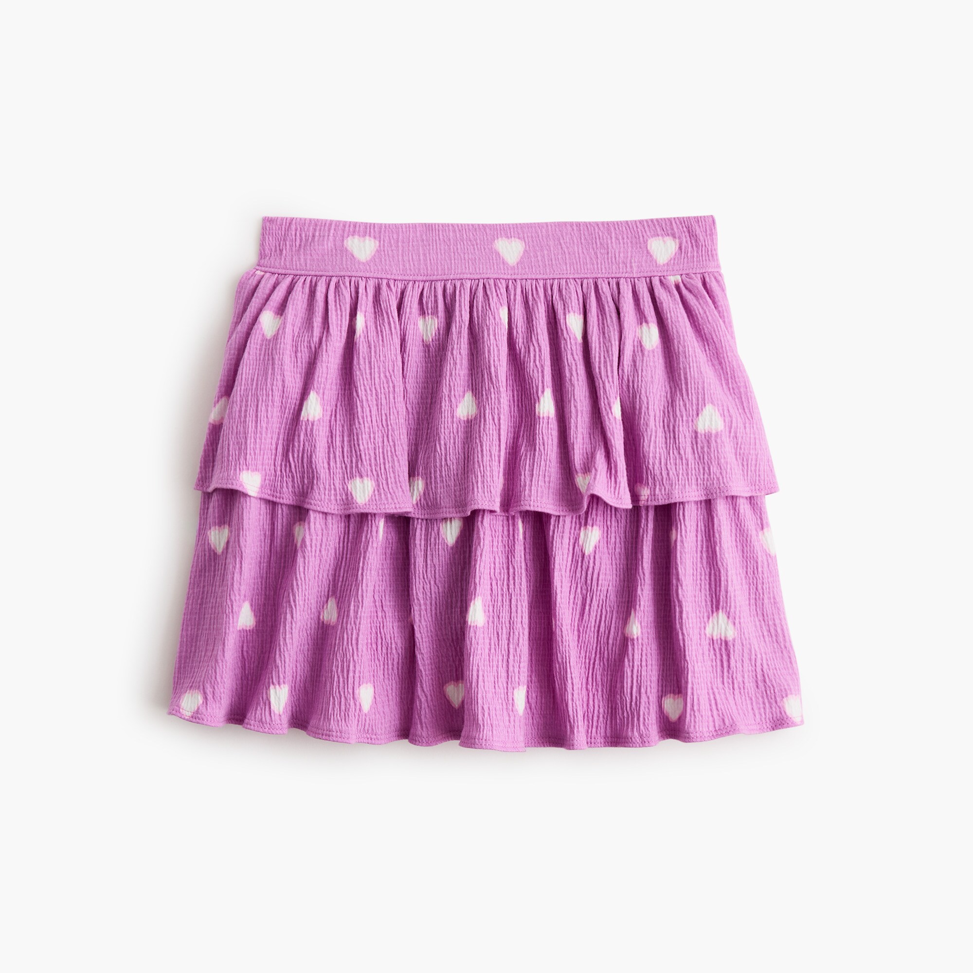  Girls' crinkle-knit tiered heart skirt
