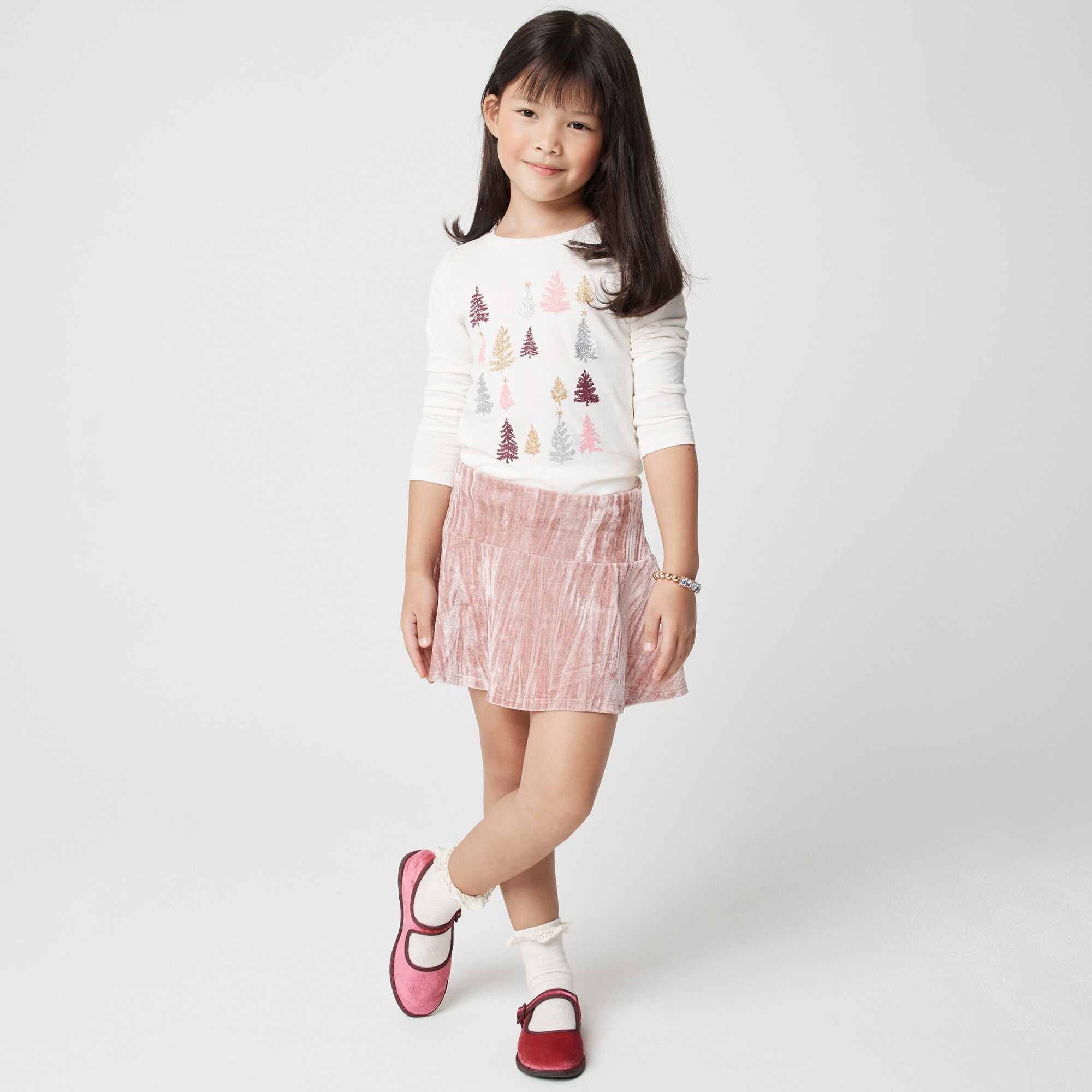 Girls' crushed velvet skirt