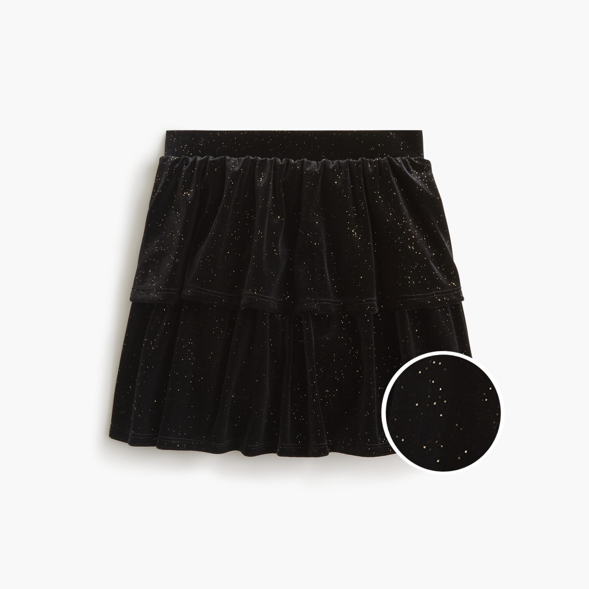 Girls' tiered sparkle-velvet skort
