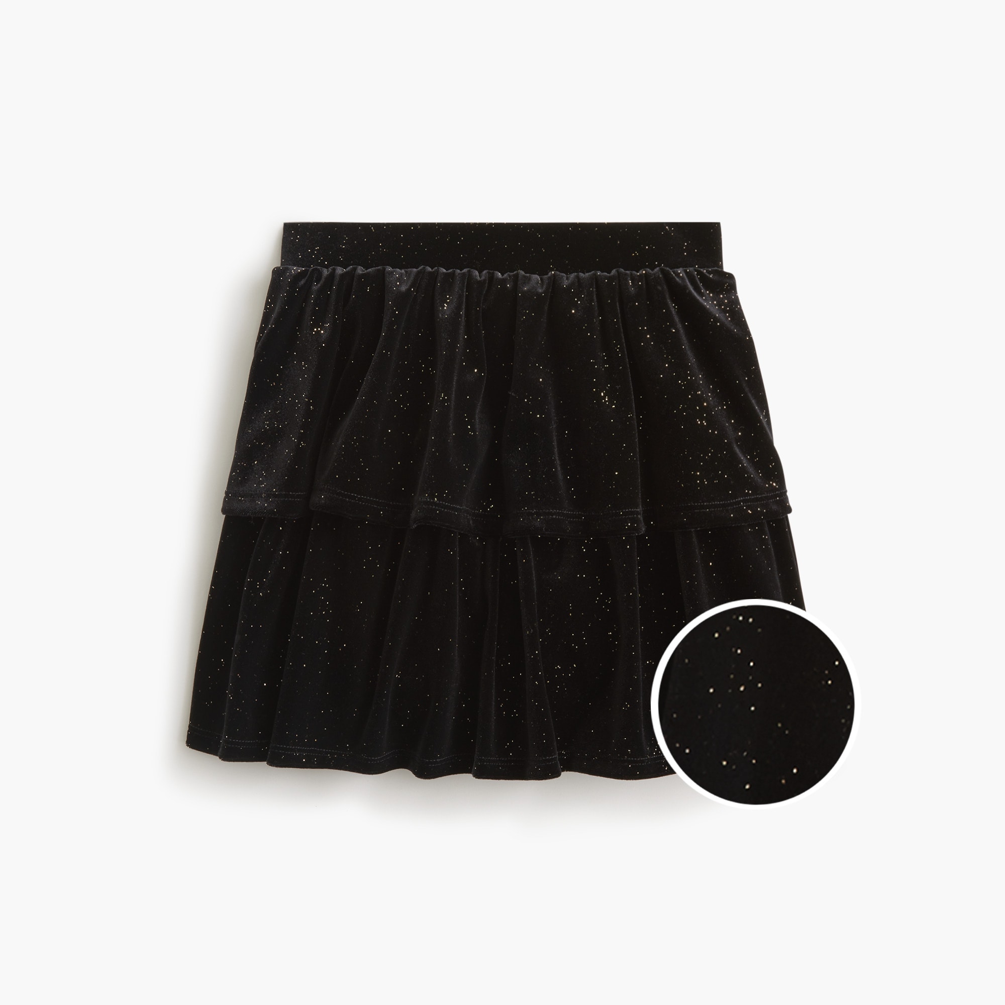  Girls' tiered sparkle-velvet skort