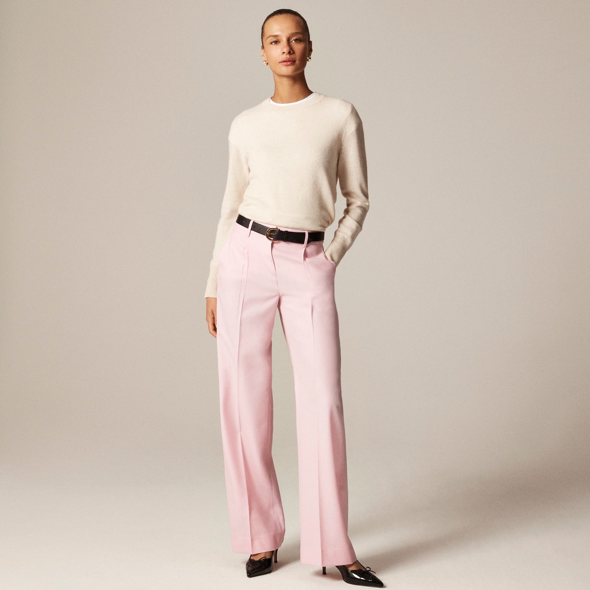 womens Relaxed-fit pleated pant in wool blend