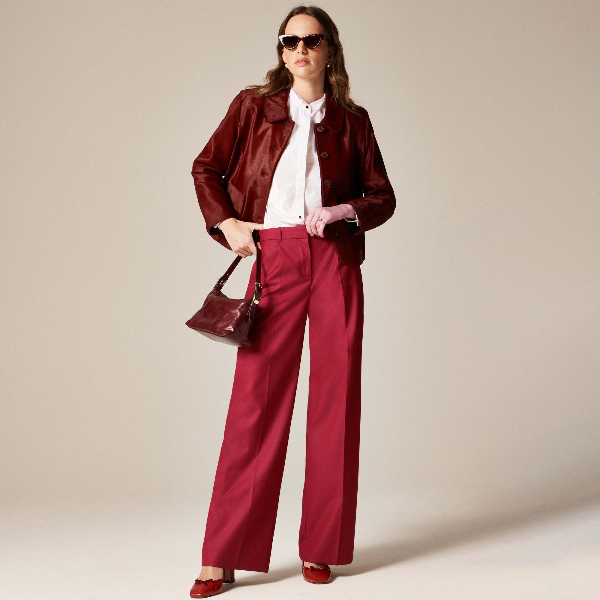 Relaxed-fit Pleated Pant In Wool Blend For Women | J.Crew