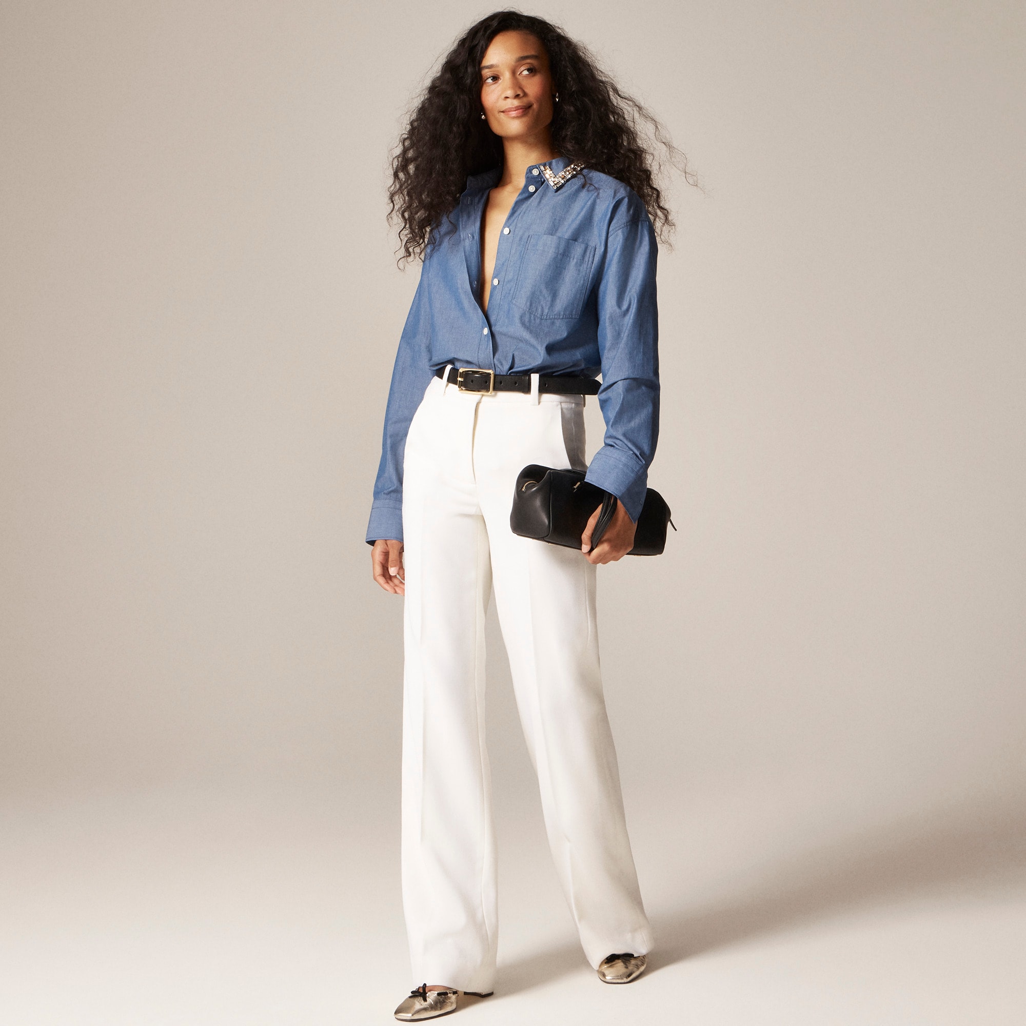 &Eacute;tienne oversized shirt in embellished lightweight oxford - image 3