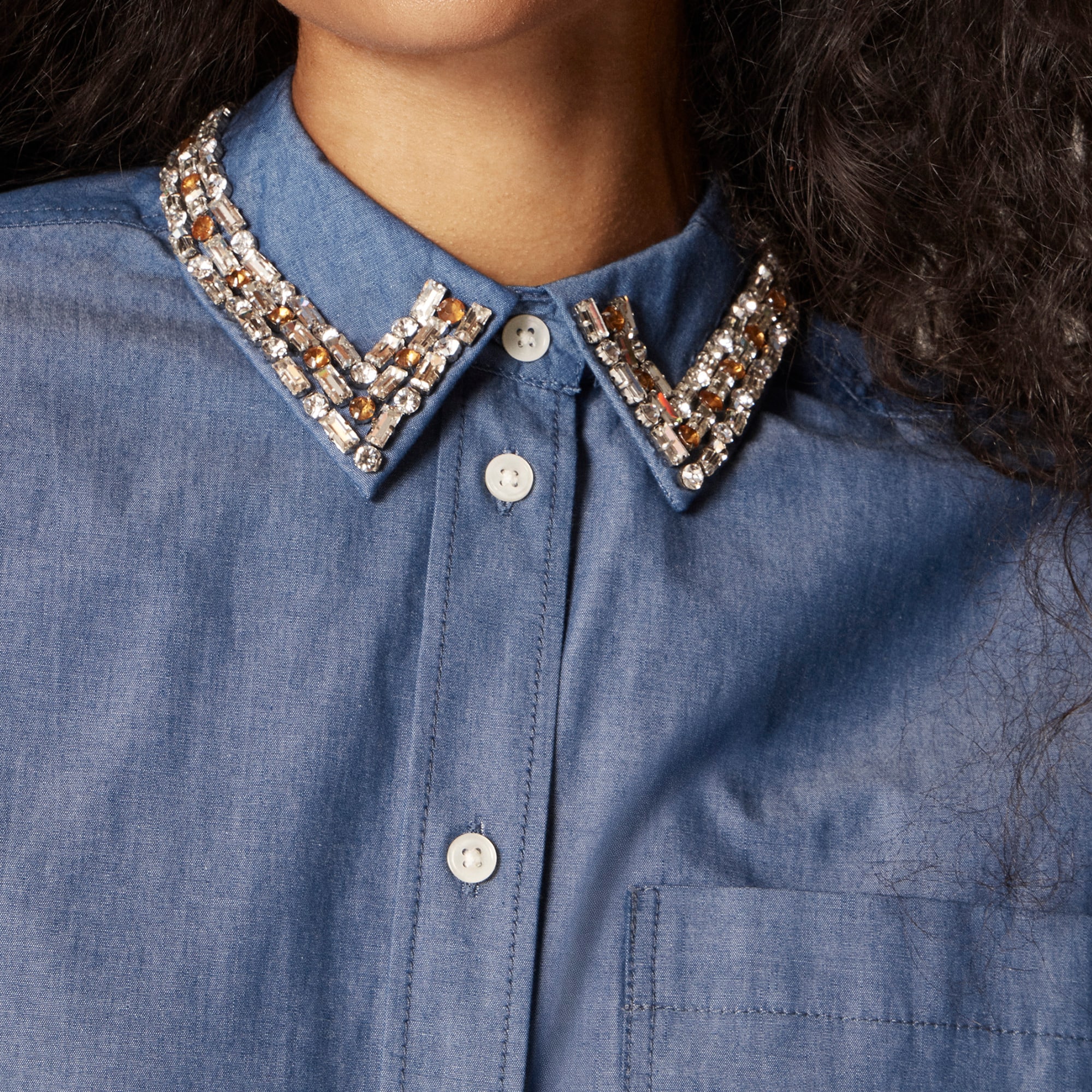 &Eacute;tienne oversized shirt in embellished lightweight oxford - image 4
