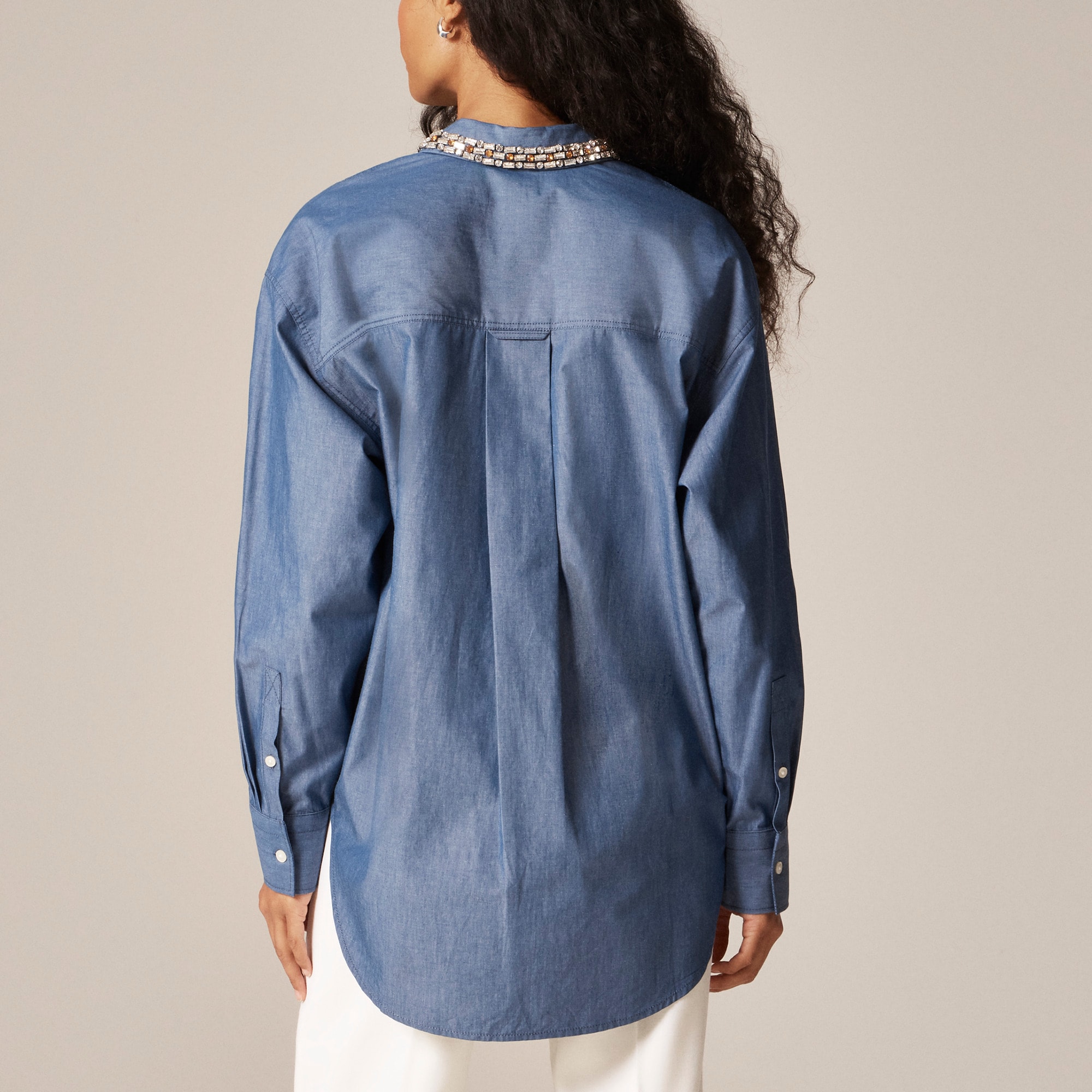 &Eacute;tienne oversized shirt in embellished lightweight oxford - image 5