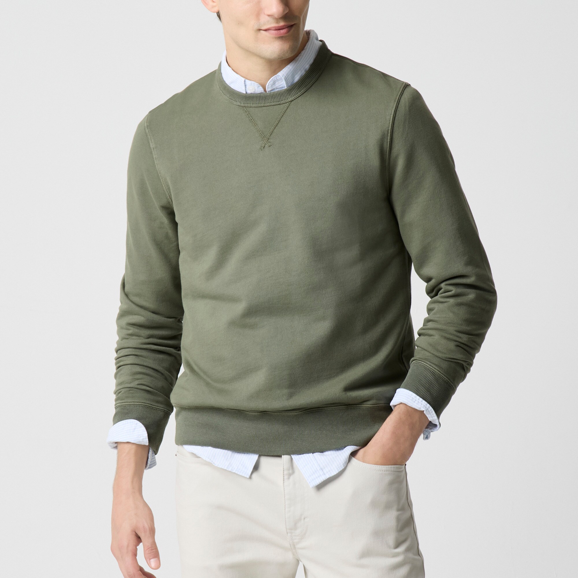 mens Garment-dyed crewneck sweatshirt
