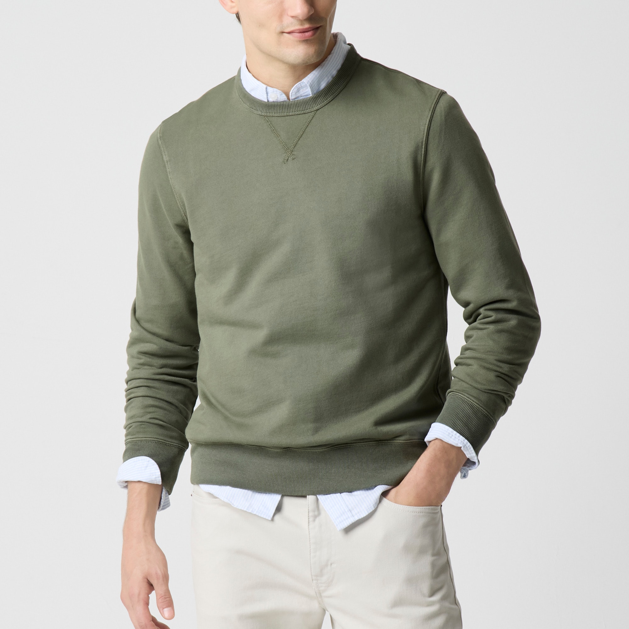 mens Garment-dyed crewneck sweatshirt