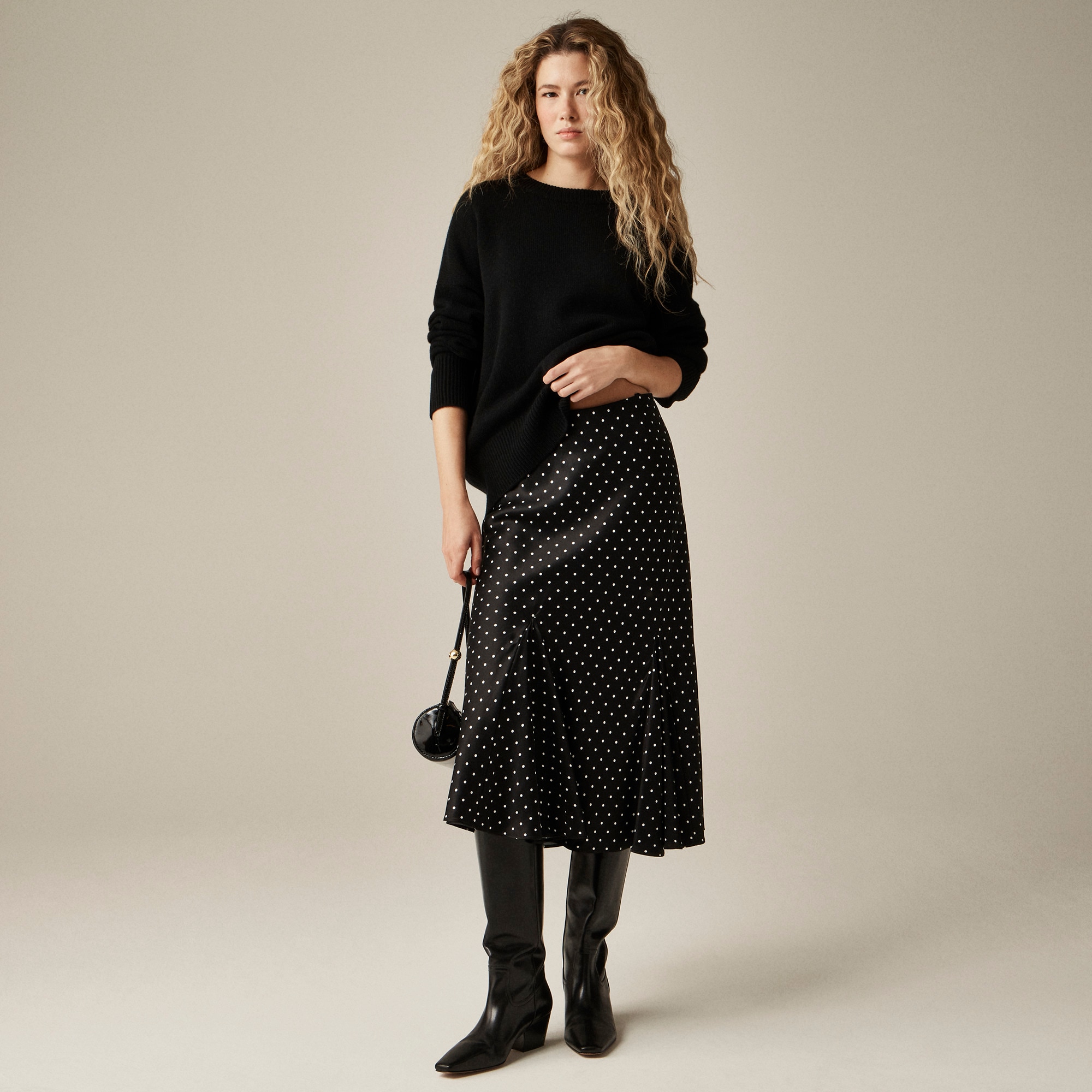 womens Gwyneth flounce-hem slip skirt in dot print