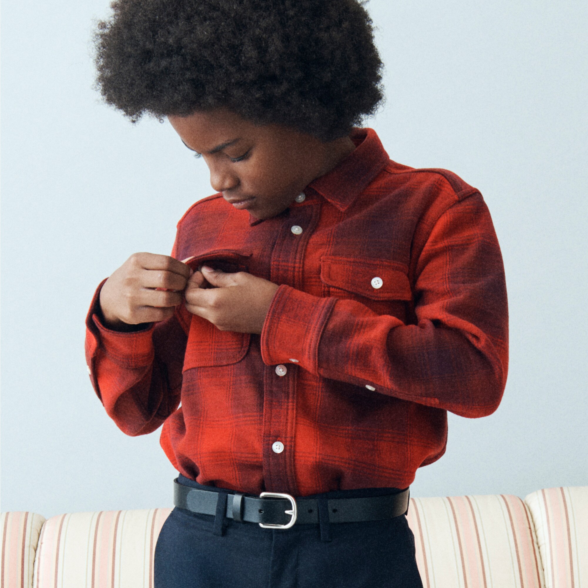 Kids' heavyweight Seaboard soft-knit shirt in plaid