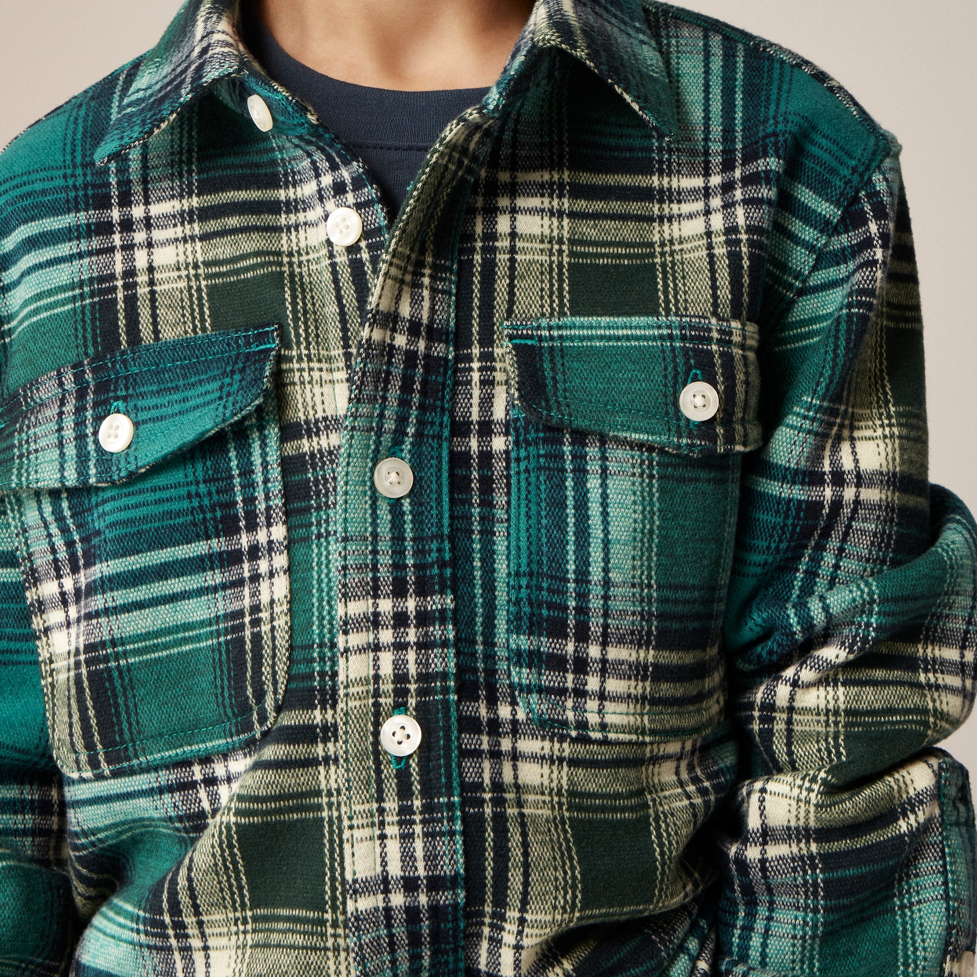 Kids' heavyweight Seaboard soft-knit shirt in plaid