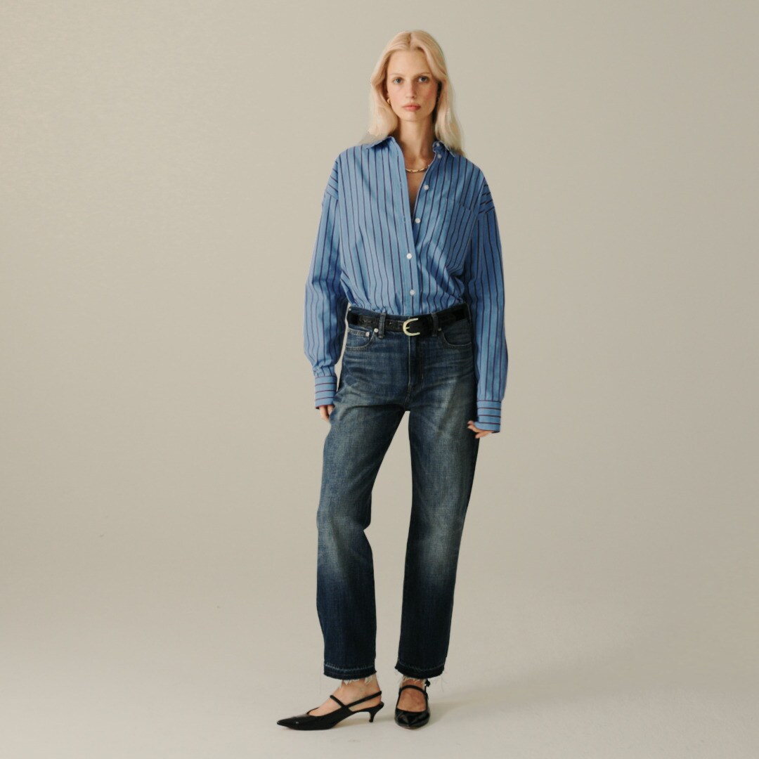 Nipped straight jean
