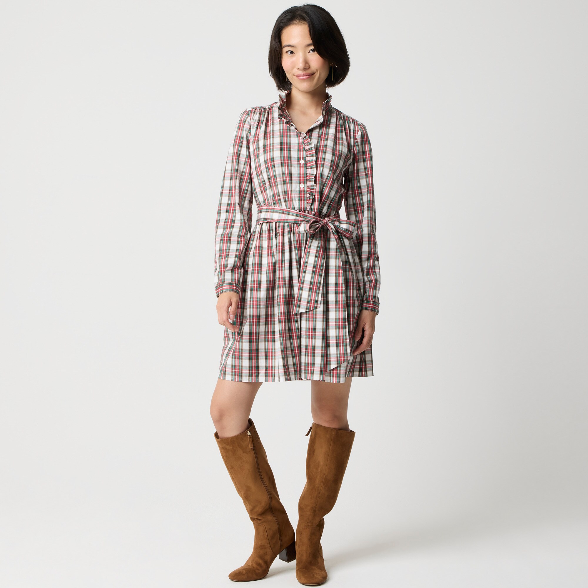 ワンピース Checked Shirt Mini Dress Tartan Mini Shirt-dress For Women | Factory