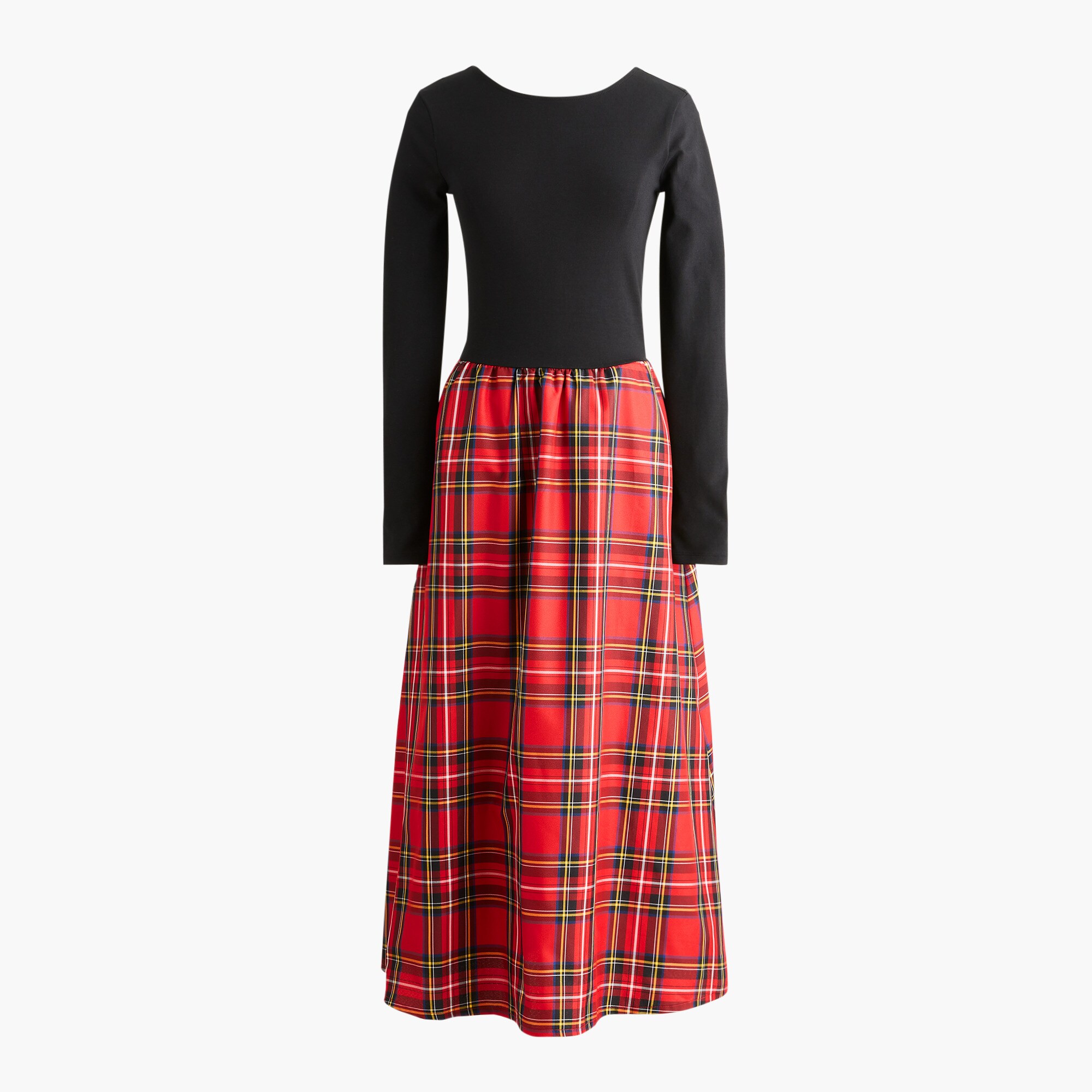 Long-sleeve knit tartan mixy dress