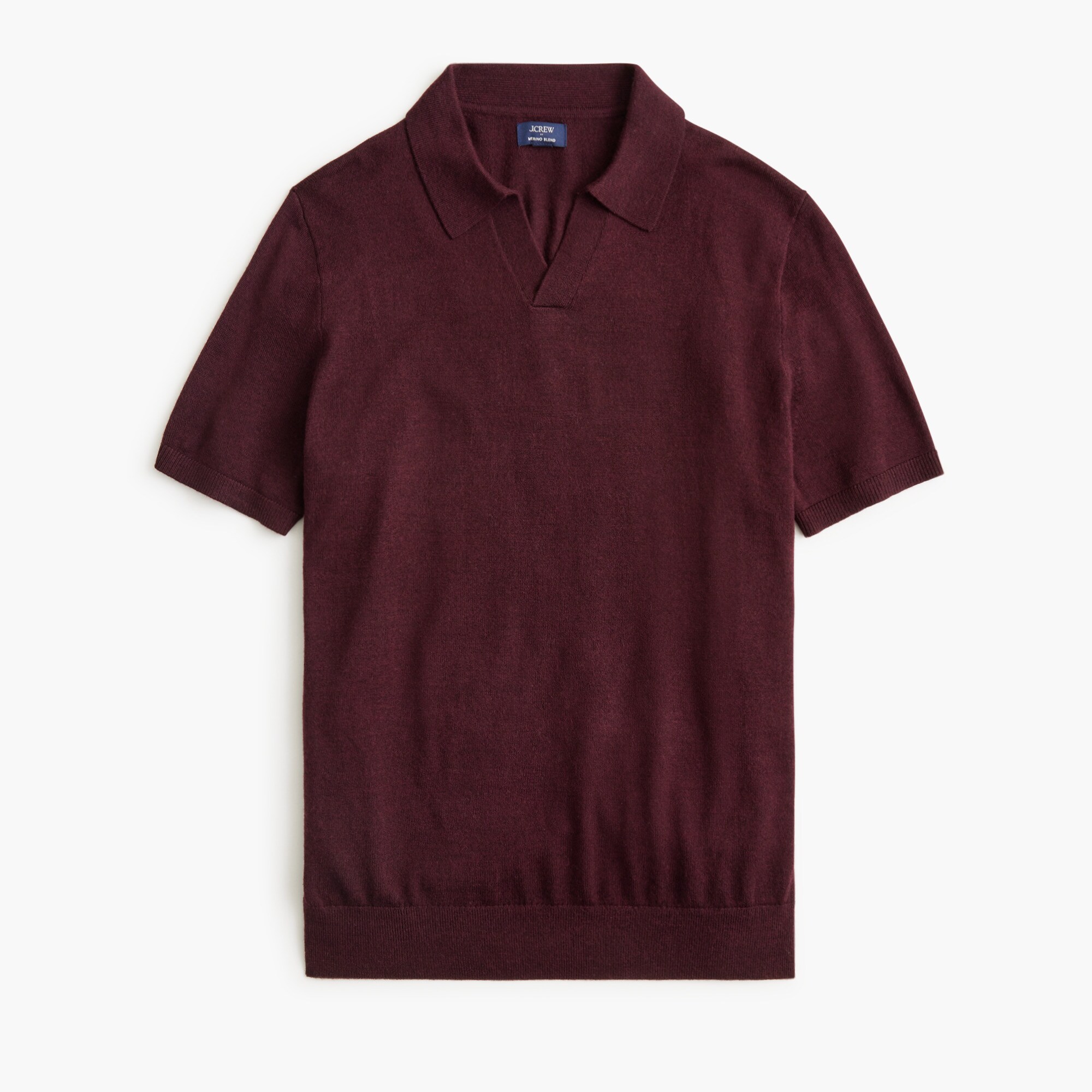 Merino wool-blend johnny-collar sweater-polo