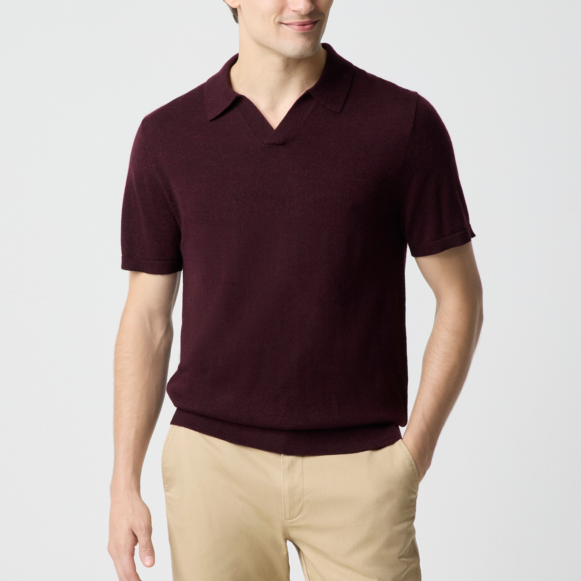  Merino wool-blend johnny-collar sweater-polo